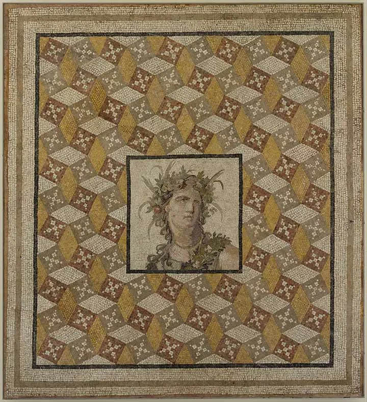 Mosaic floor panel , 2nd century A.D. Roman. Stone, tile, and glass, 89 x 99 in. (226.1 x 251.5 cm). The Metropolitan Museum of Art, New York, Purchase, Joseph Pulitzer Bequest 1938 (38.11.12)