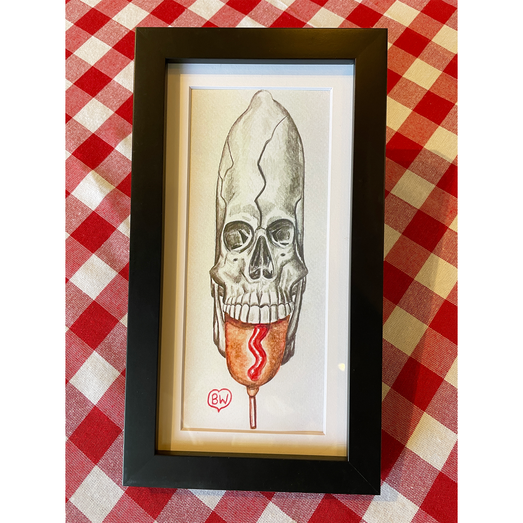 "Skull Dog" Print in Black Frame