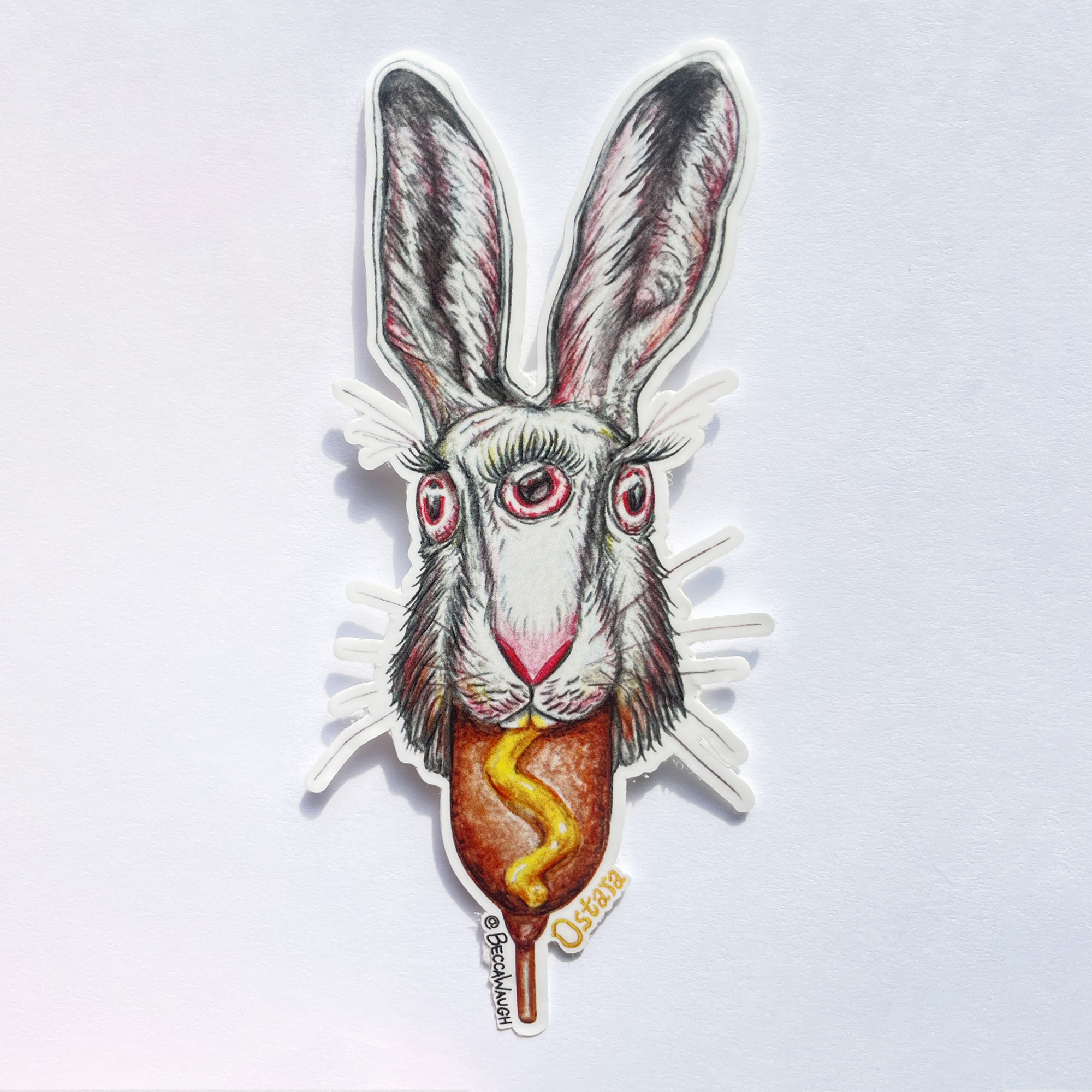 Three Eyed Rabbit Art Sticker