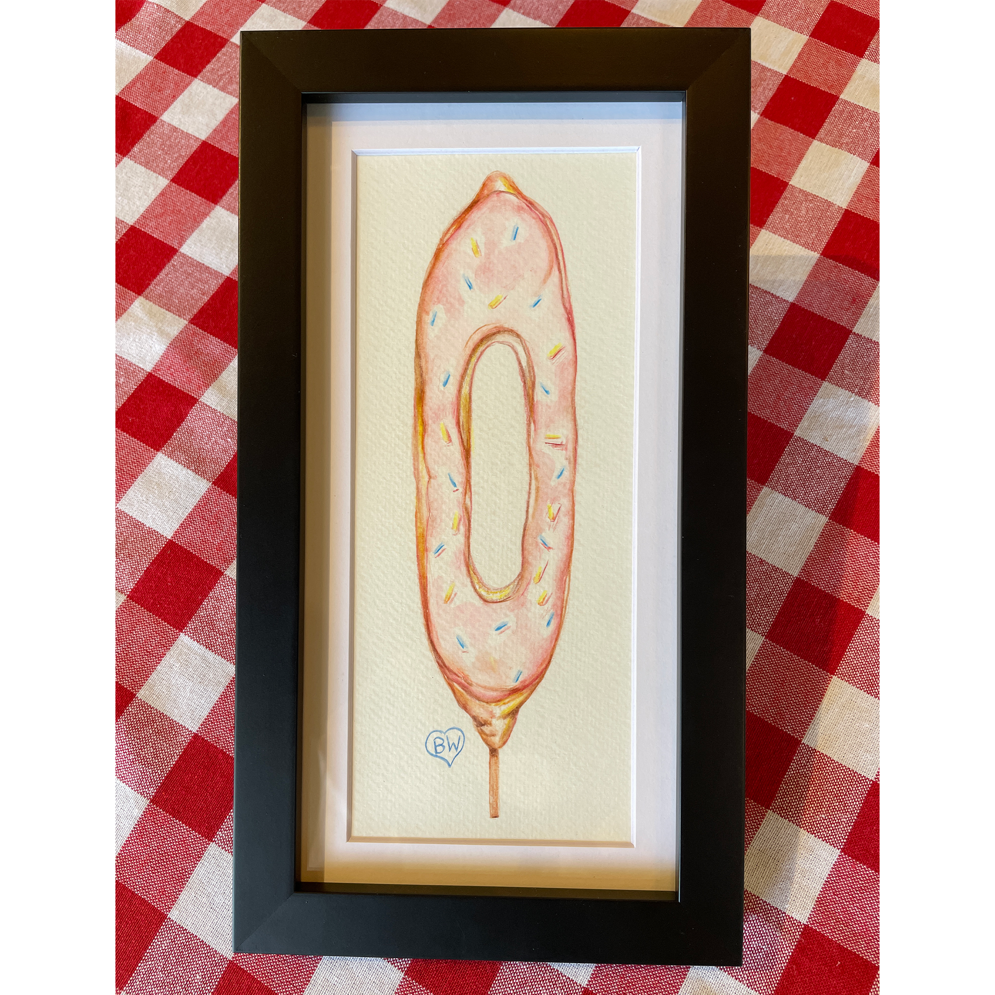 Original "Donut Dog" in Black Frame