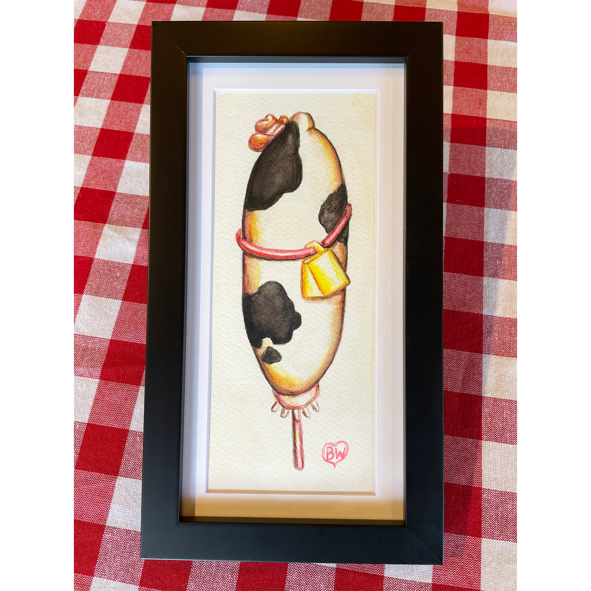Original "Cow Dog" in Black Frame