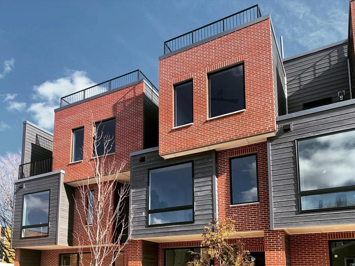 Pig Alley Flag Lot  #philly #philadelphia #fishtown #montgomeryave #wiltst #townhouses  #privategarden #blueskies #balcony #volumetric #kjoarchitecture #design