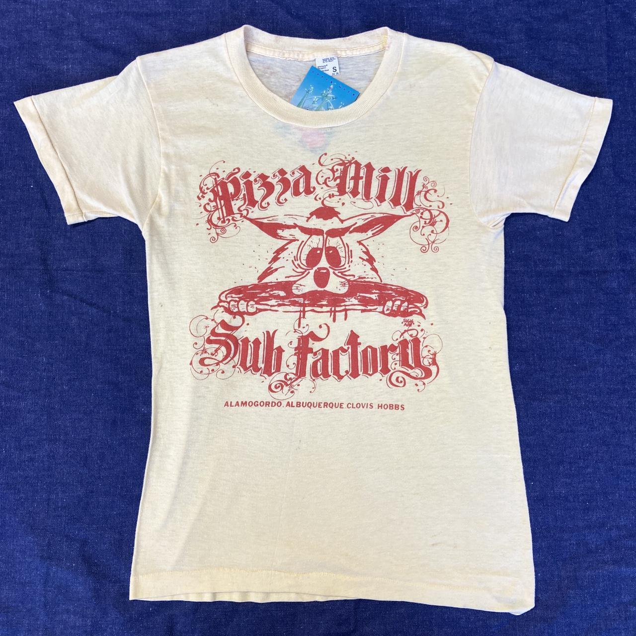 Vintage 70s pizza mill sub factory t shirt