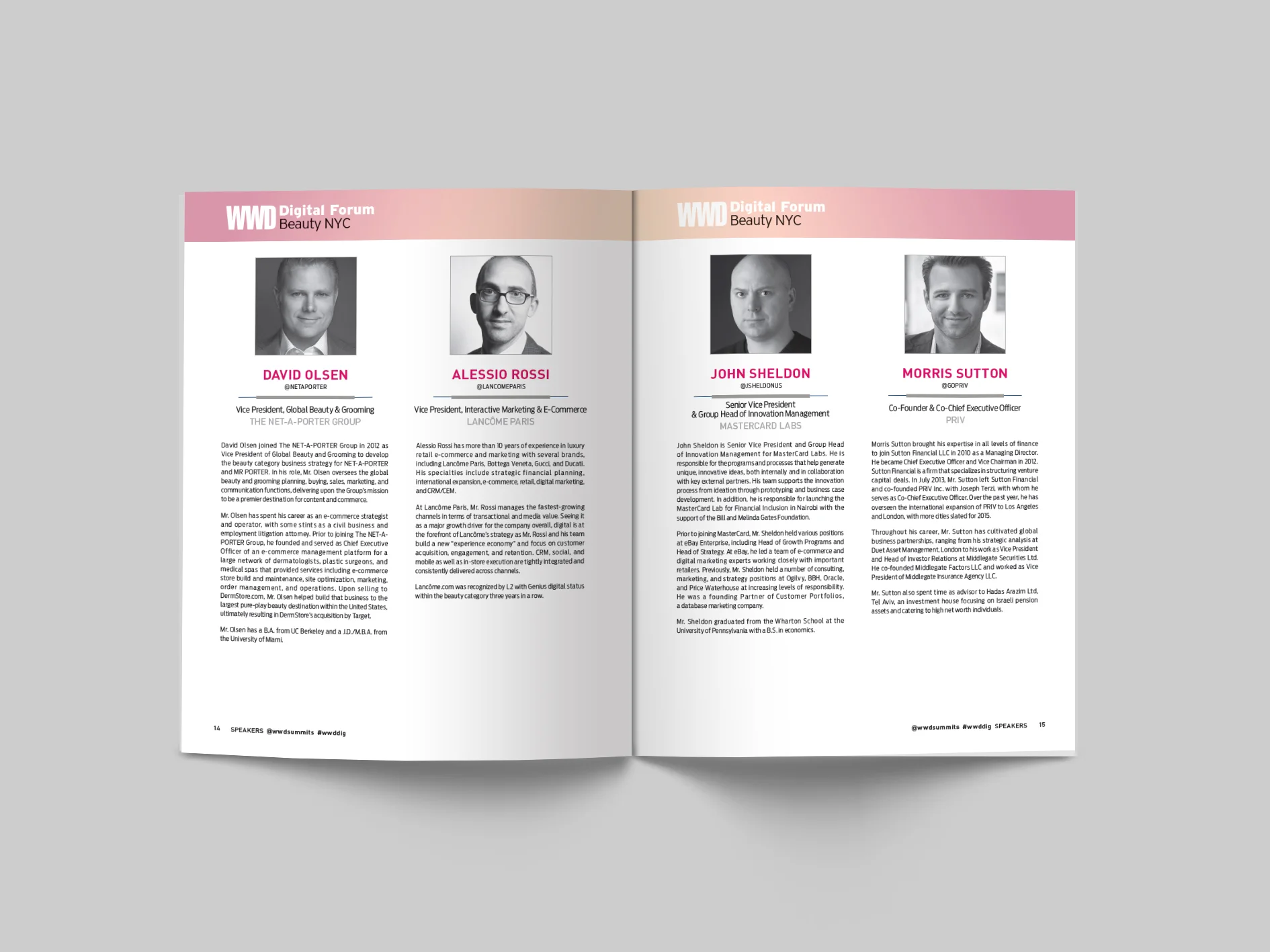  Inside spread of the program for the WWD Beauty Digital Forum Summit 