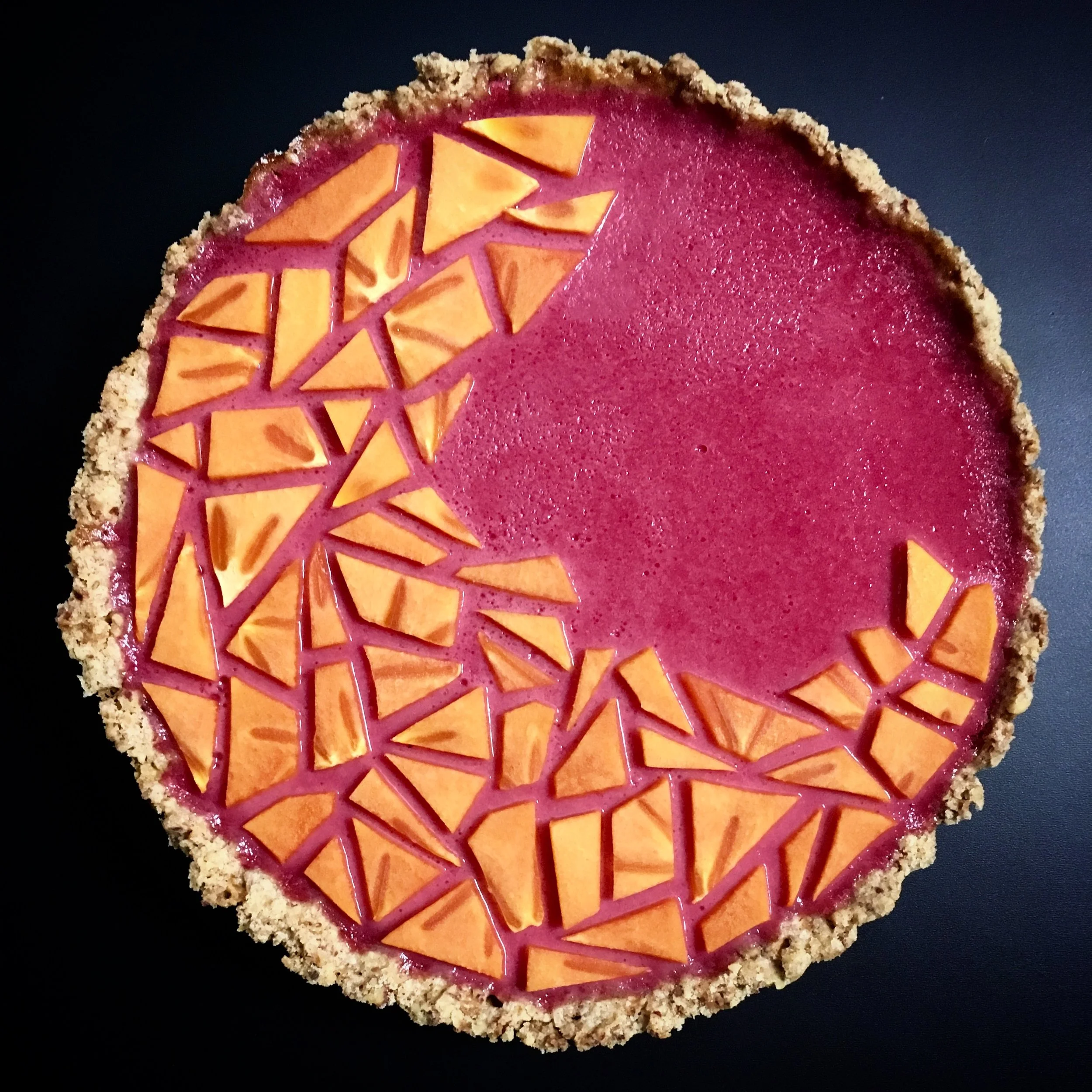  Date: November 24th, 2017   Lost for curds. 🤭| Cranberry curd tart with persimmon tangrams. Three months ago, I started  @lokokitchen  to separate all my dopey food photos from my personal account. And by some stroke of wild internet magix, here we