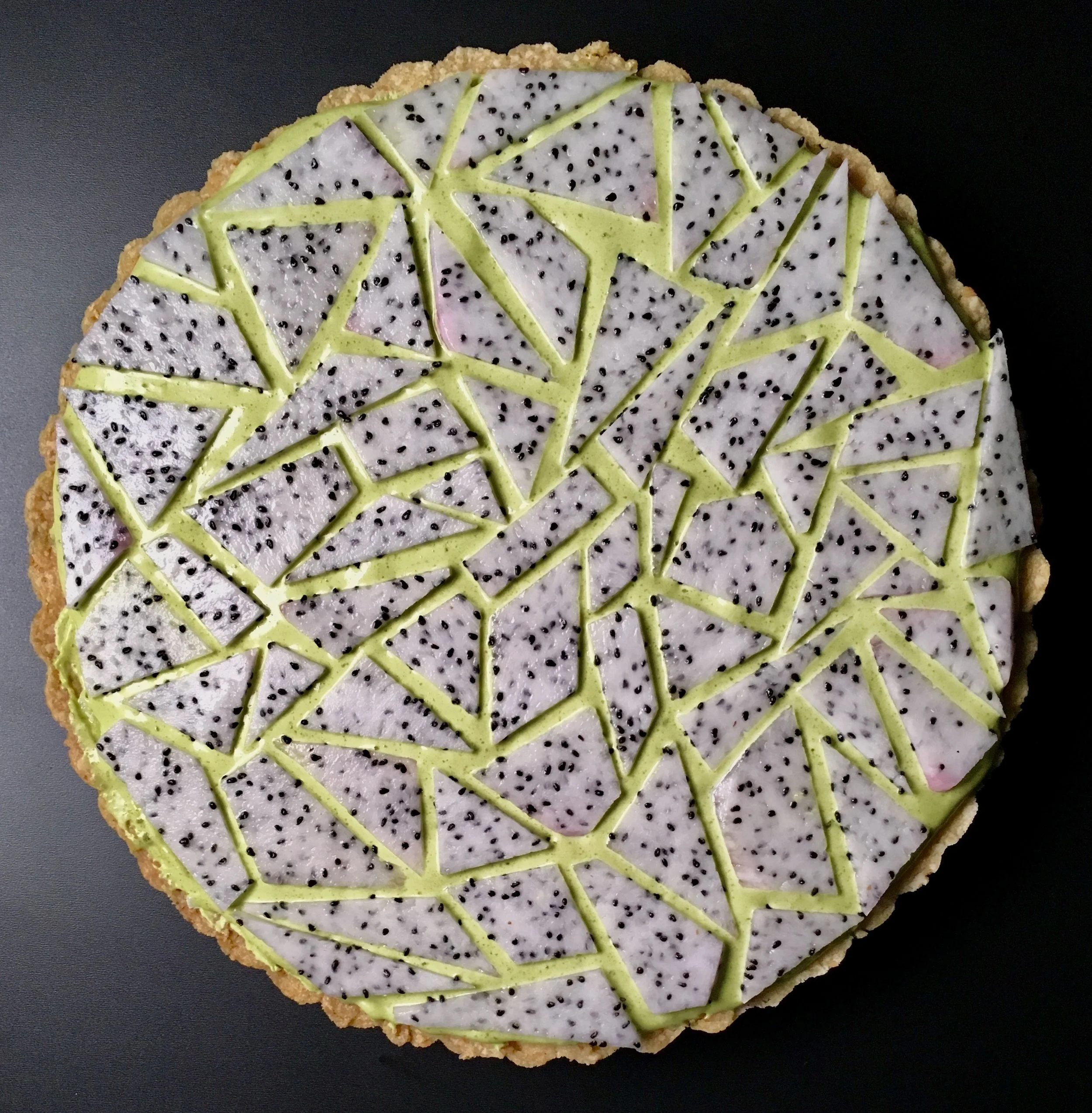  Date: December 14th, 2017   Right back matcha. 🍵| @oh_sweet_day’s matcha custard tart with a coconut crust and a full slate of dragon fruit tangrams. 🐲| Attention: PIE PEOPLE. 🚨 Are you still holiday shopping and looking for the perfect present f