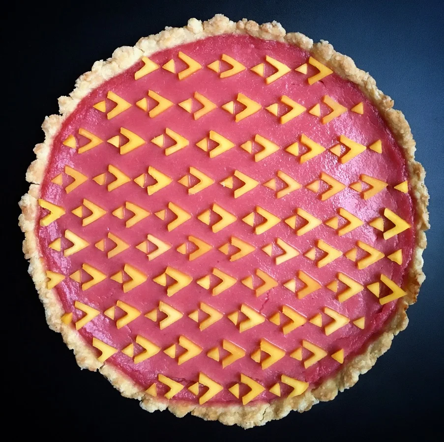  Date: February 9, 2018   Eat, pink, and be berry. 👅| This pink lemonade (raspberry lemon curd) tart with its mango arrows pointing the way to the weekend. I curdn’t be more stoked that it’s Friyay. Let’s tarty! 🎉  