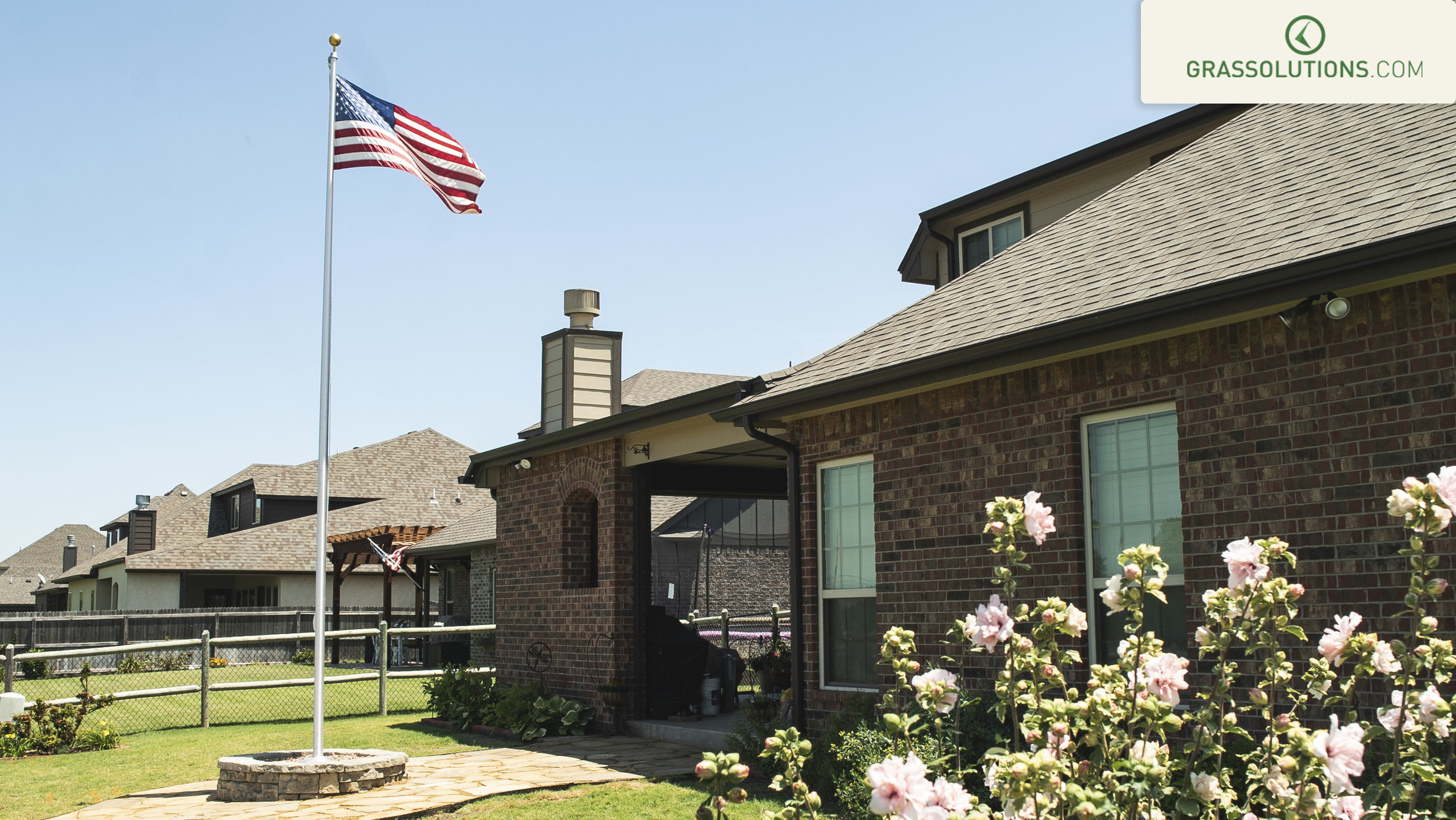 Backyard Flagstone Path with Flagpole!