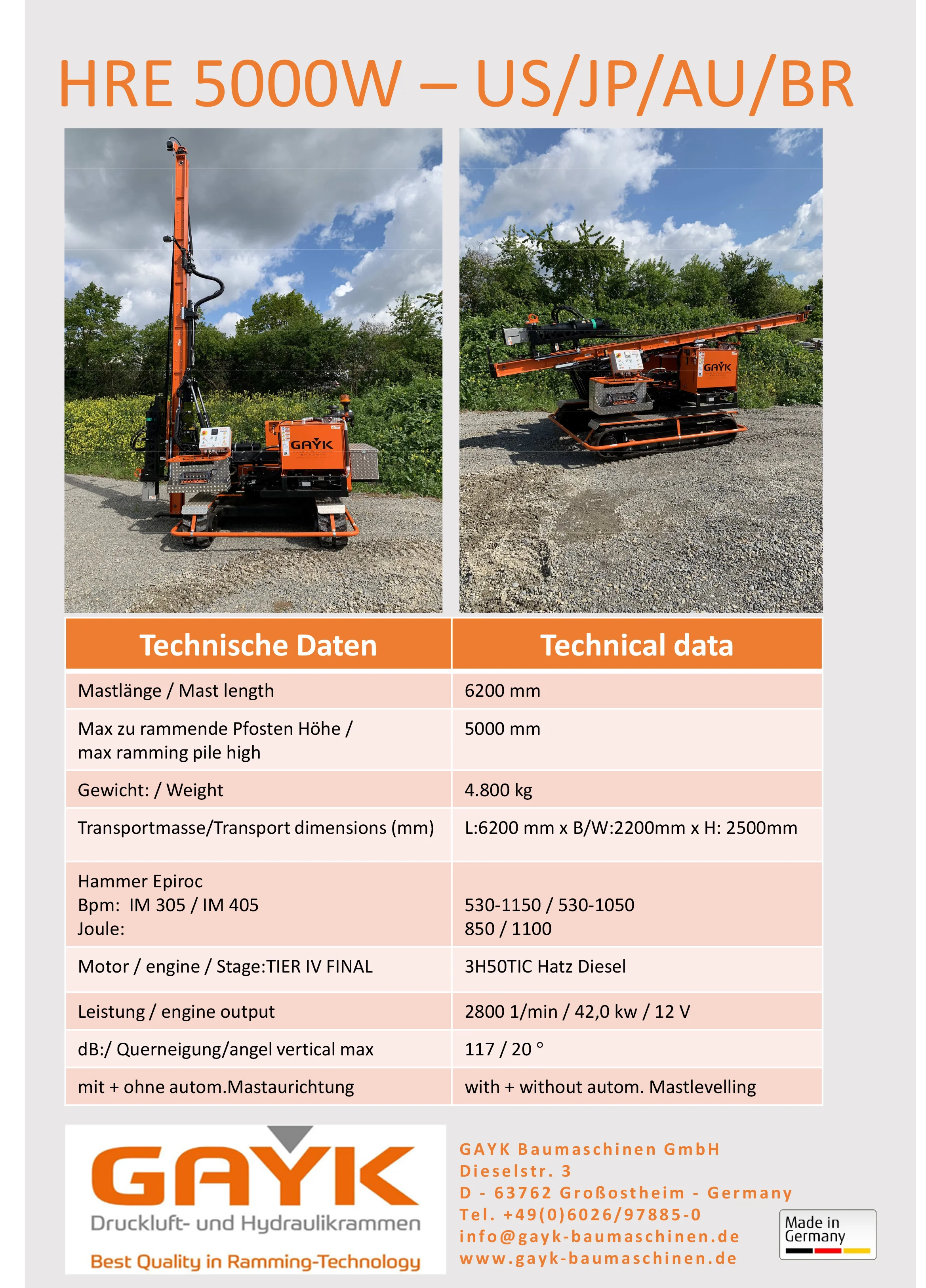 GAYK HRE 5000 SPEC SHEET