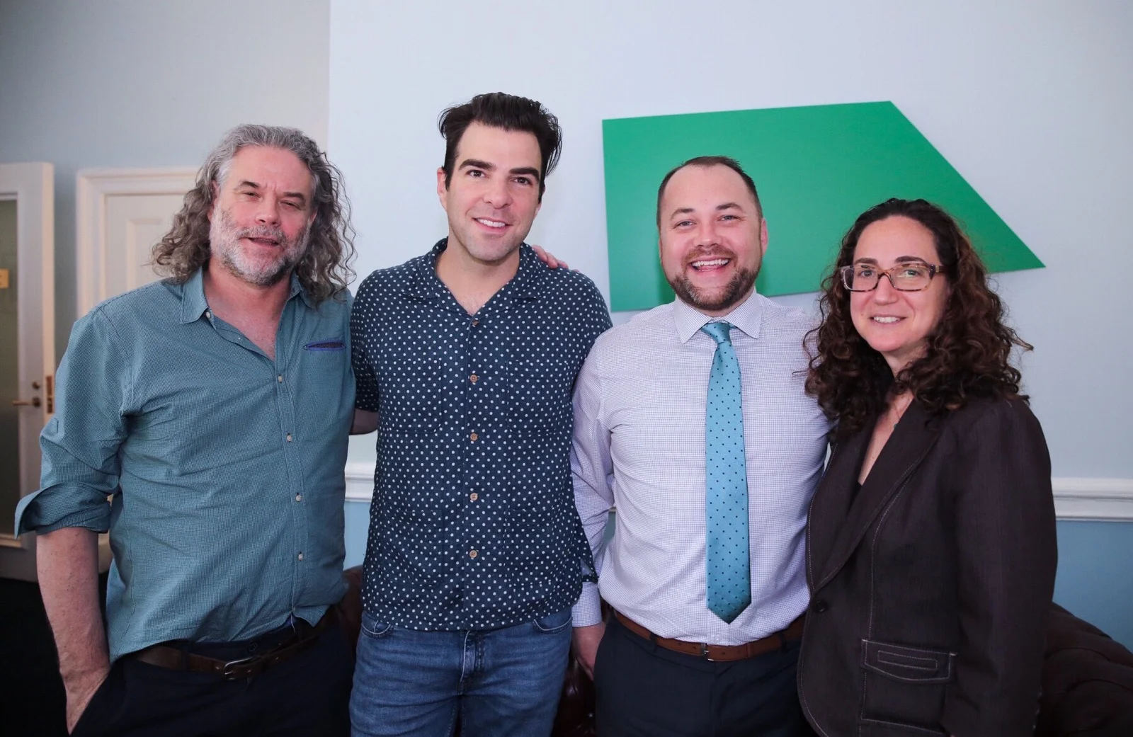 (Dramaturg Guy Lancaster, Rattlestick Board Member Zachary Quinto, Speaker Corey Johnson, and Artistic Director Daniella Topol. Photo cred: William Alatriste, NYC Council Photographer)