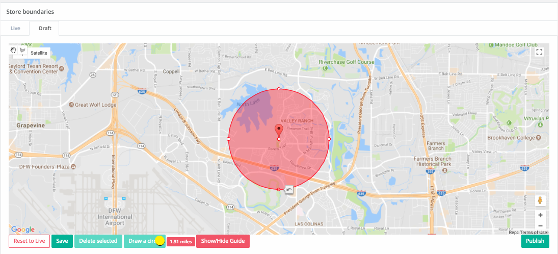 Note : The small label next to the button displays the radius of the circle drawn. On resize, the same label updates automatically to display the changed dimension.
