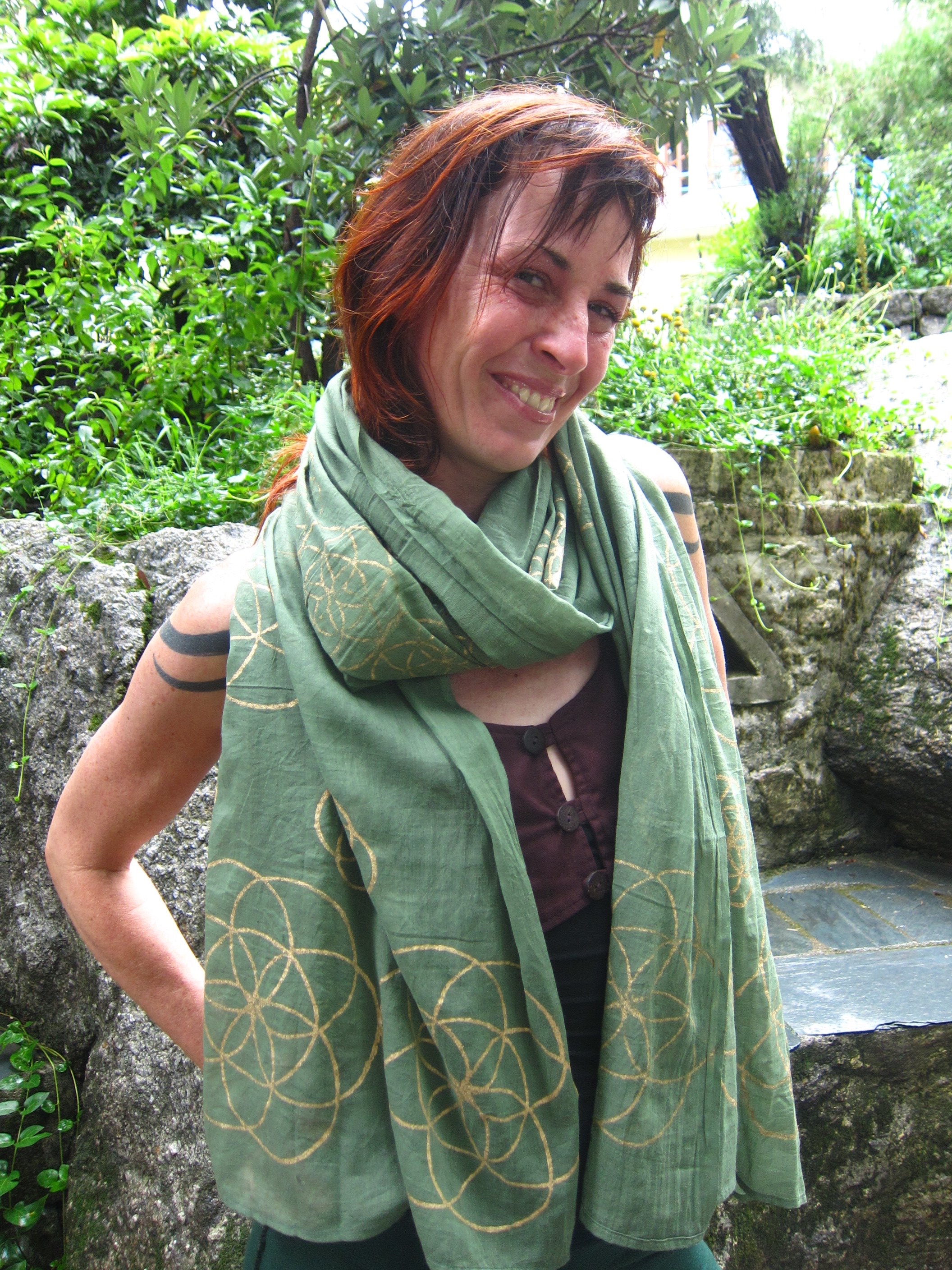   Green Seed of Life Scarf on  Eva   