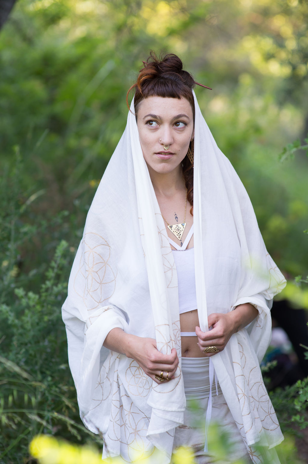 Sacred geometry meditation shawl or bridal shawl - Seed of Life