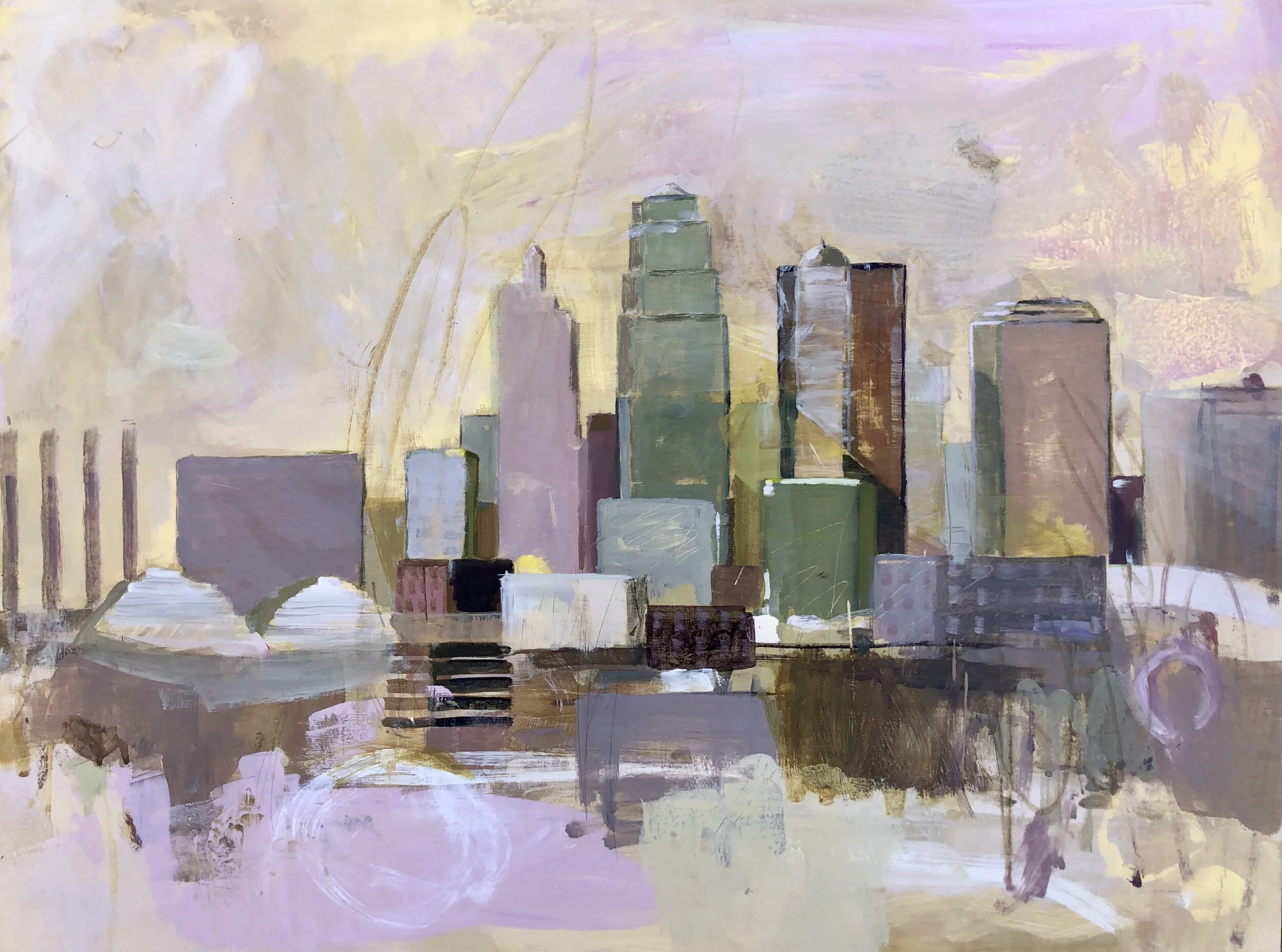 Kansas City in Chestnut and Gold 12x8 PRINT