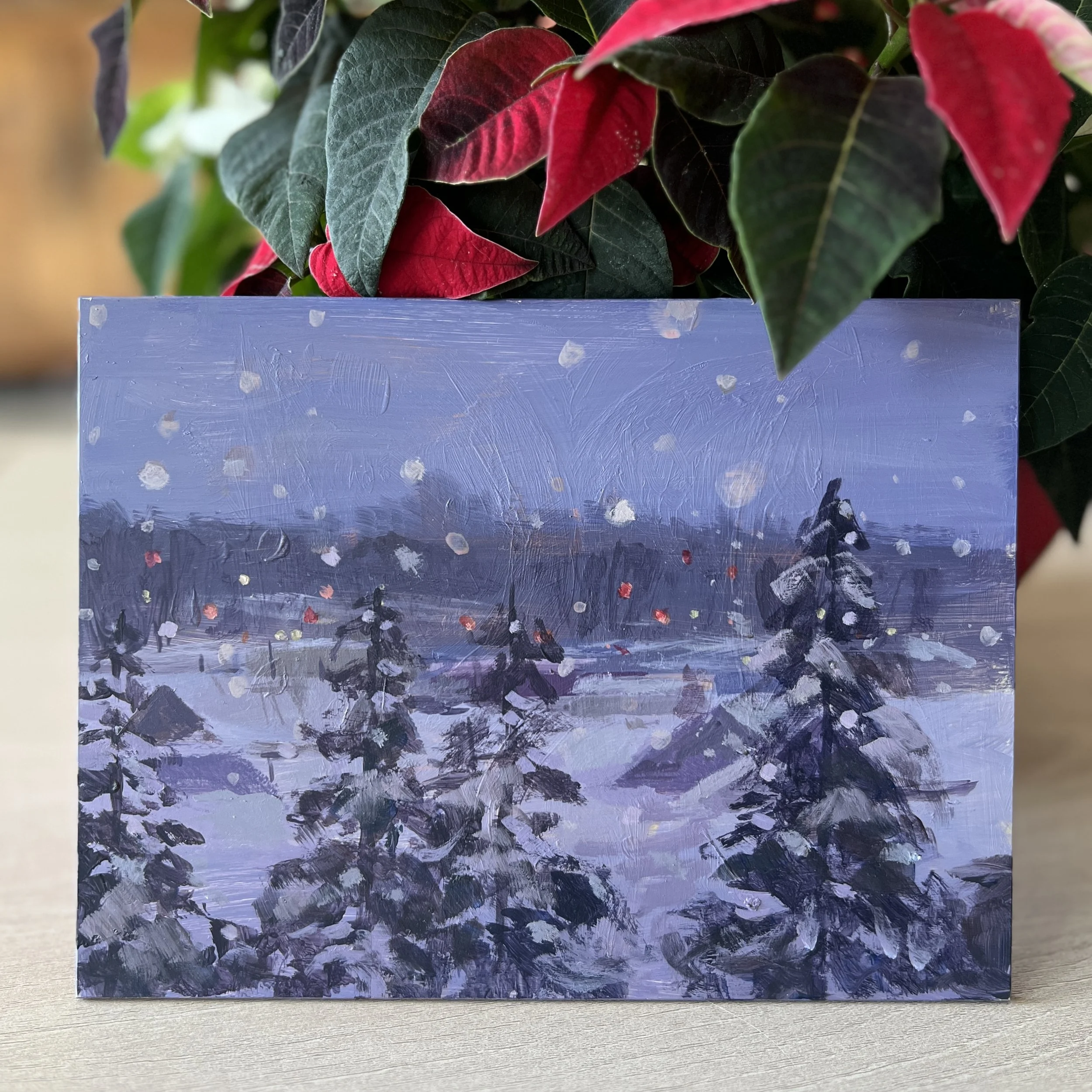 Distant Lights - original 6x8 painting