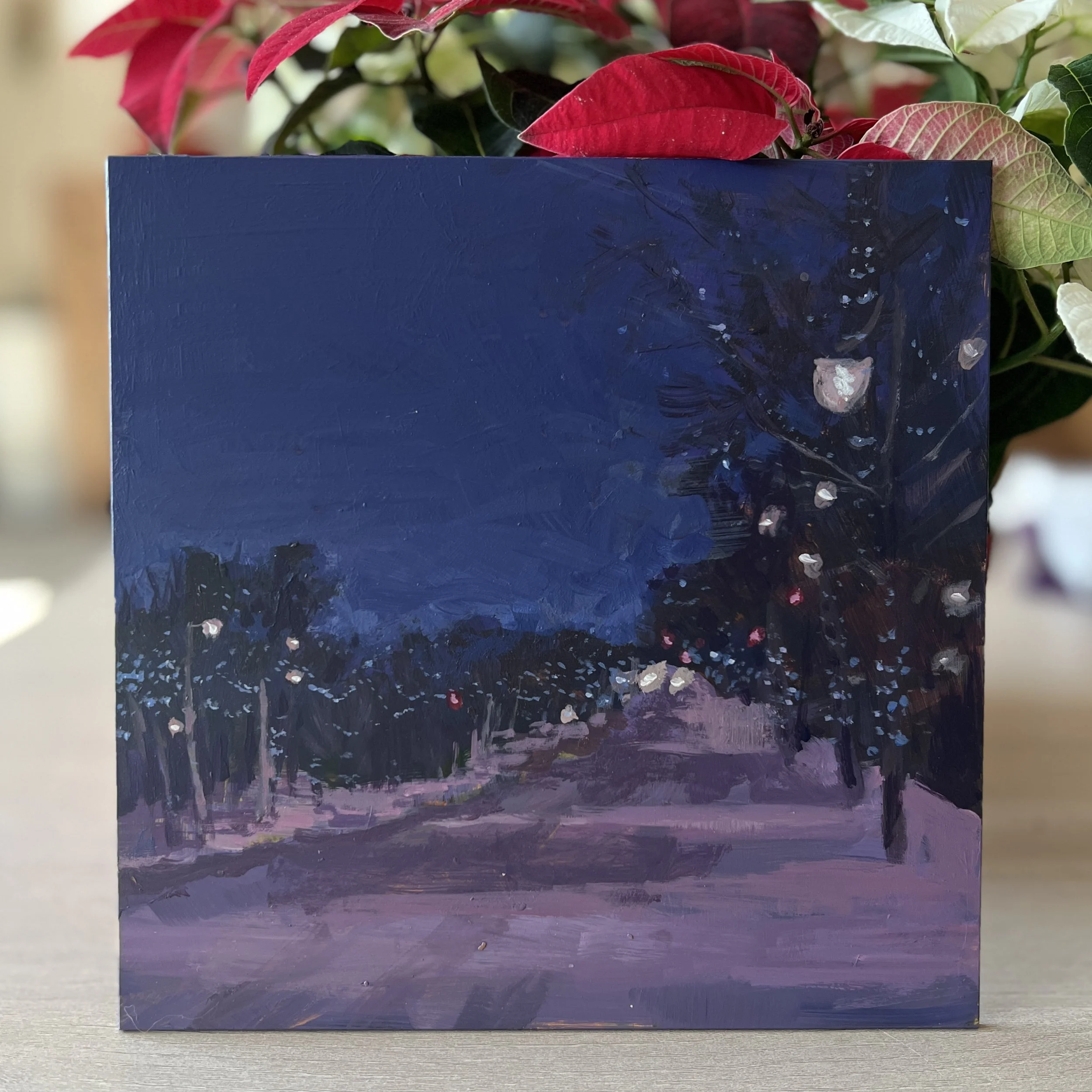 Main Street Lights - 8X8 Original Painting