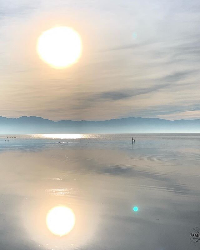 Mysterious chair in the middle of the great salt lake.