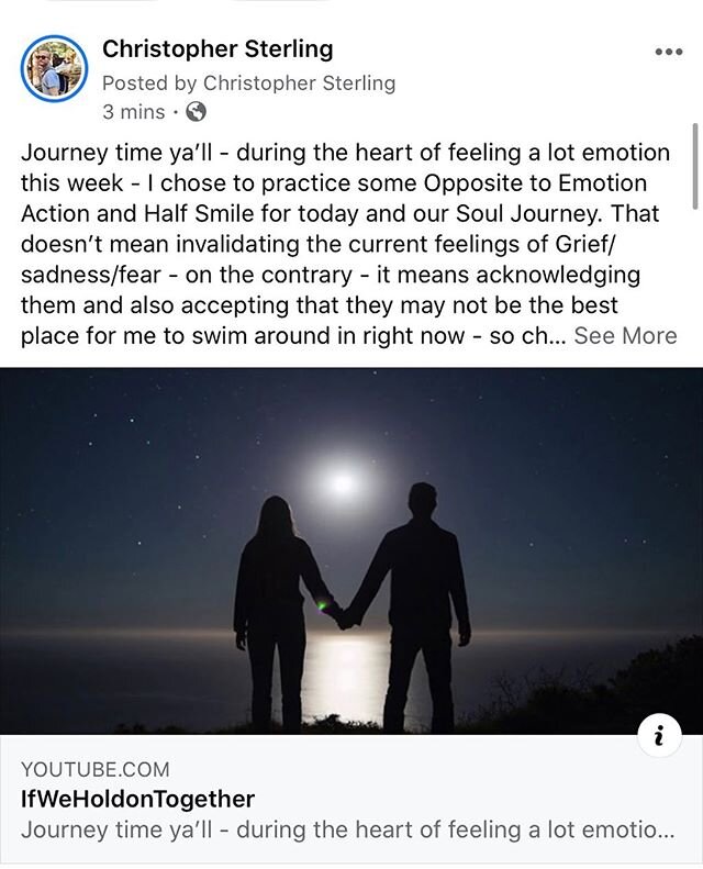 Journey time ya&rsquo;ll - during the heart of feeling a lot emotion this week - I chose to practice some Opposite to Emotion Action and Half Smile for today and our Soul Journey. That doesn&rsquo;t mean invalidating the current feelings of Grief/sad
