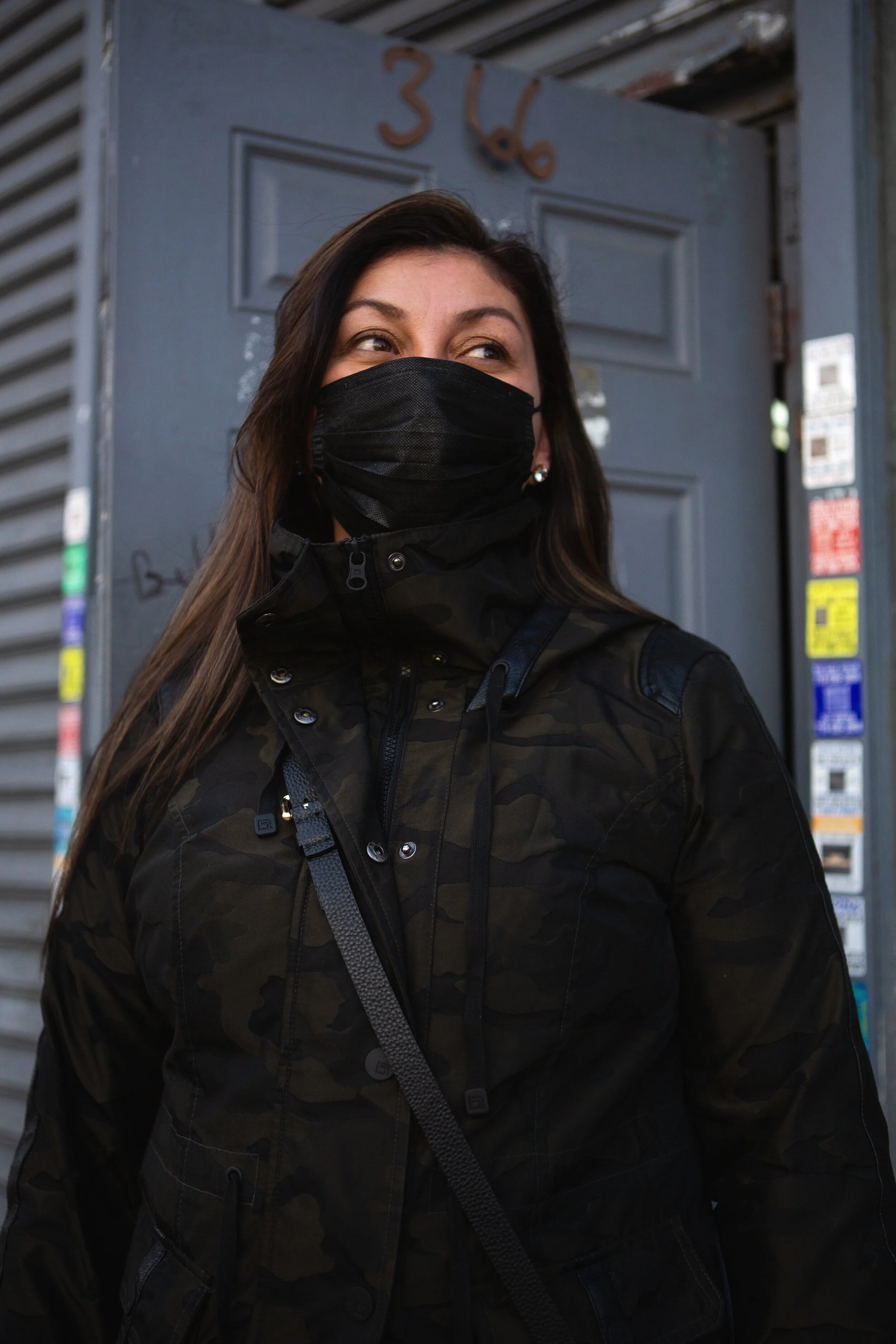 Lakowi:he'ne' Oakes, Executive Director of the American Indian Community House, stands outside the COVID-19 testing site.