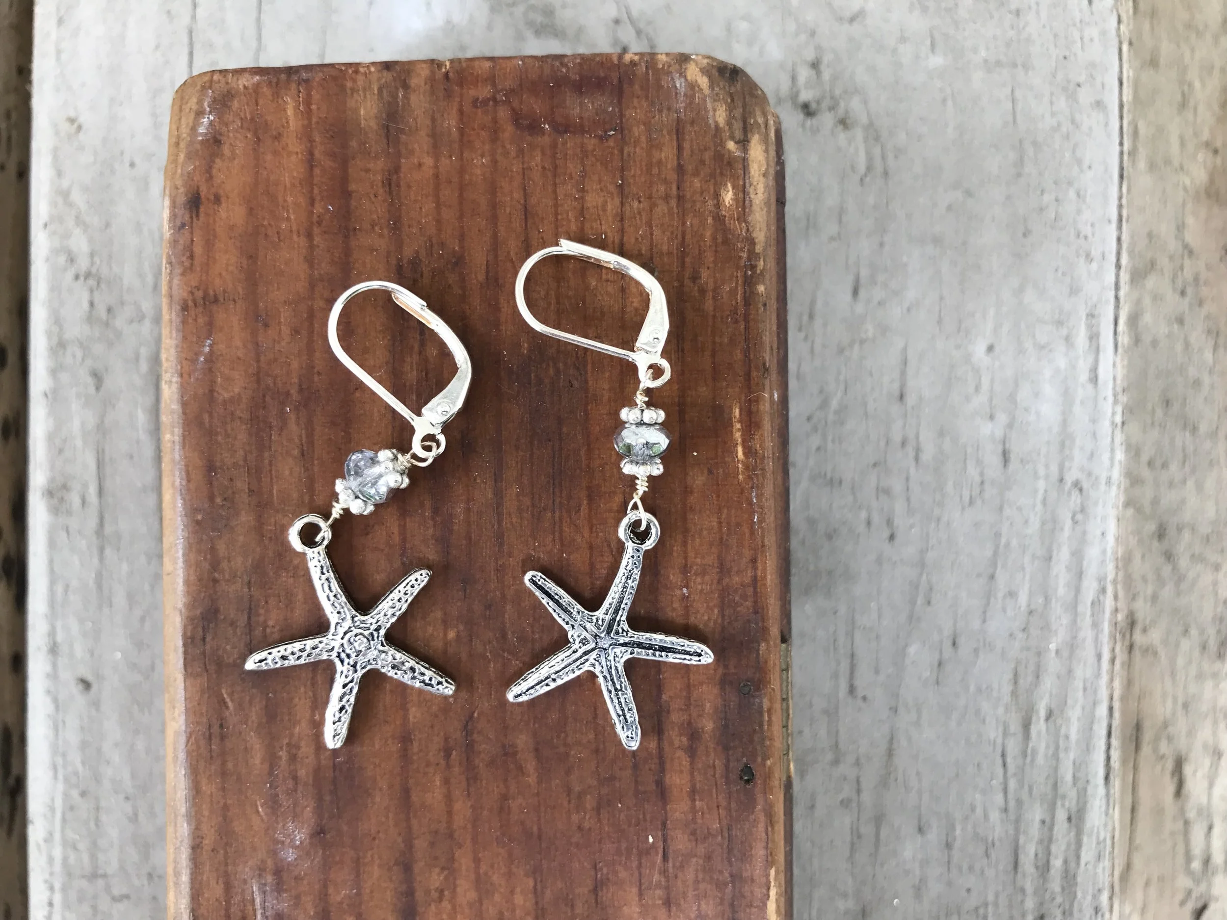 Sea Star Earrings : Make these beautiful sea-inspired earrings. Learn to wire wrap jointed earrings. This class can be challenging for beginner wire wrapping students. $35 for one hour, plus supplies.