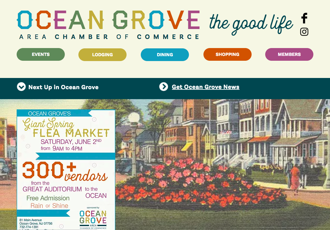 Ocean Grove Chamber of Commerce redesign 2018