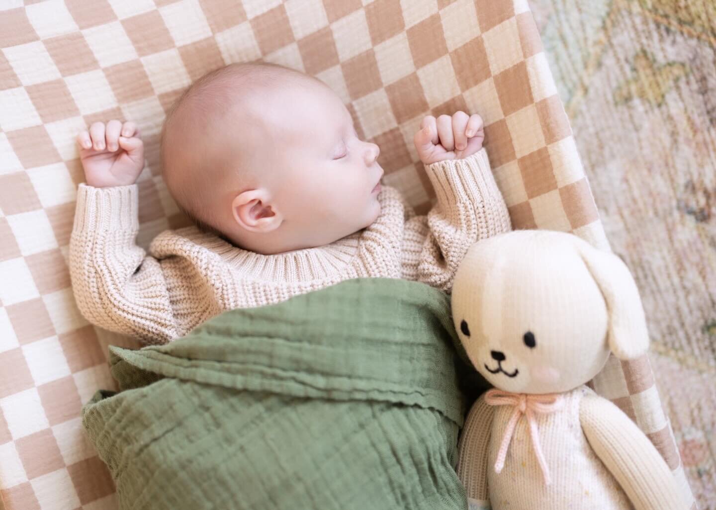 Sweet baby Poppy with her @cuddleandkind pup. 💕