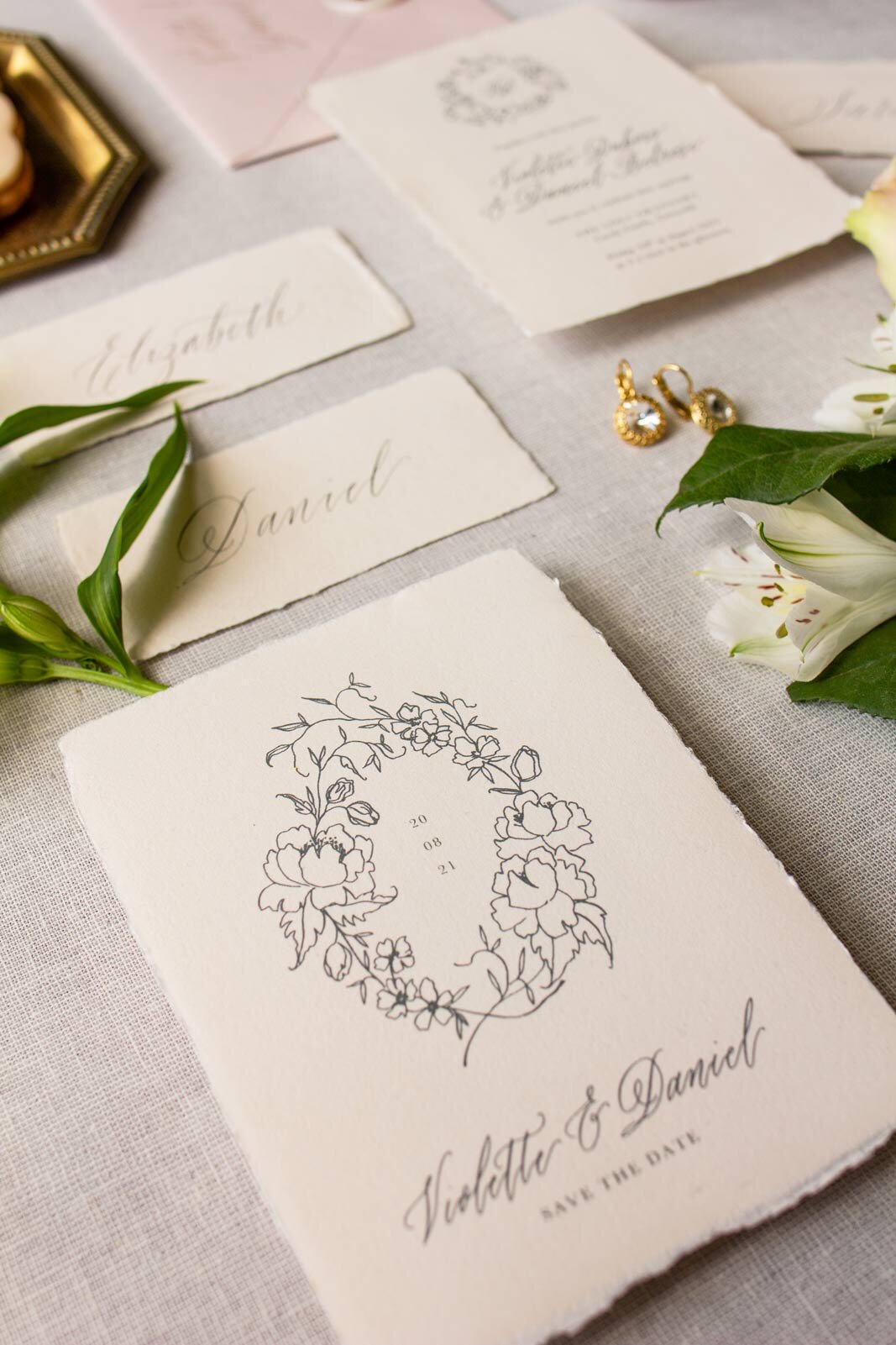 Violette & Daniel – Romantic wedding invitations on handmade paper for ...