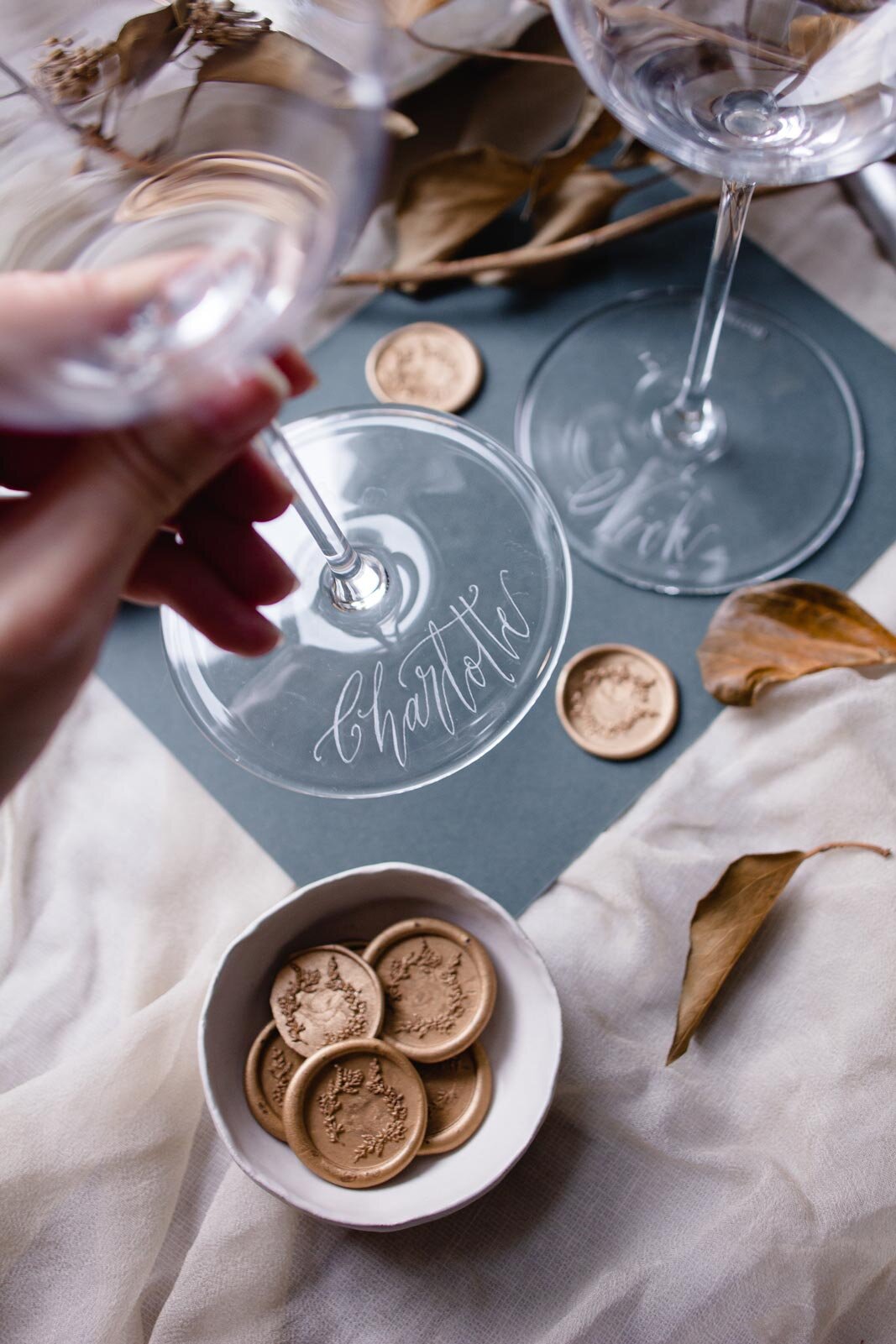 Engraved wine glasses