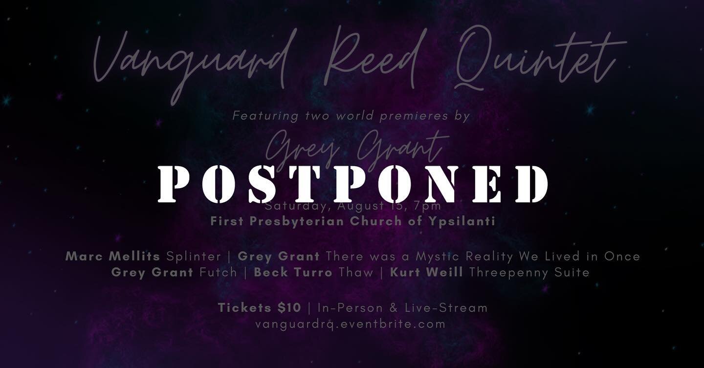 Unfortunately, due to a COVID case in the group, we've decided to postpone our concert that was originally scheduled for next weekend. Please stay tuned for an announcement of a new performance date!