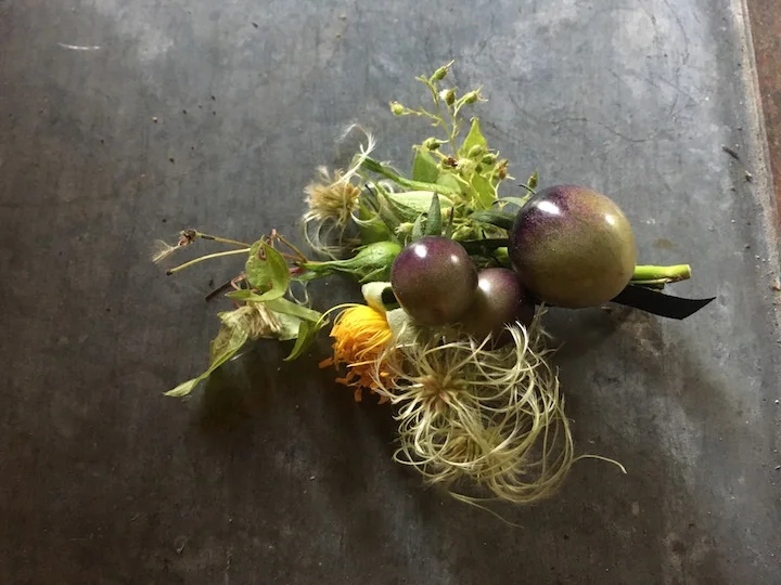Unique fall boutonniere, upstate New York