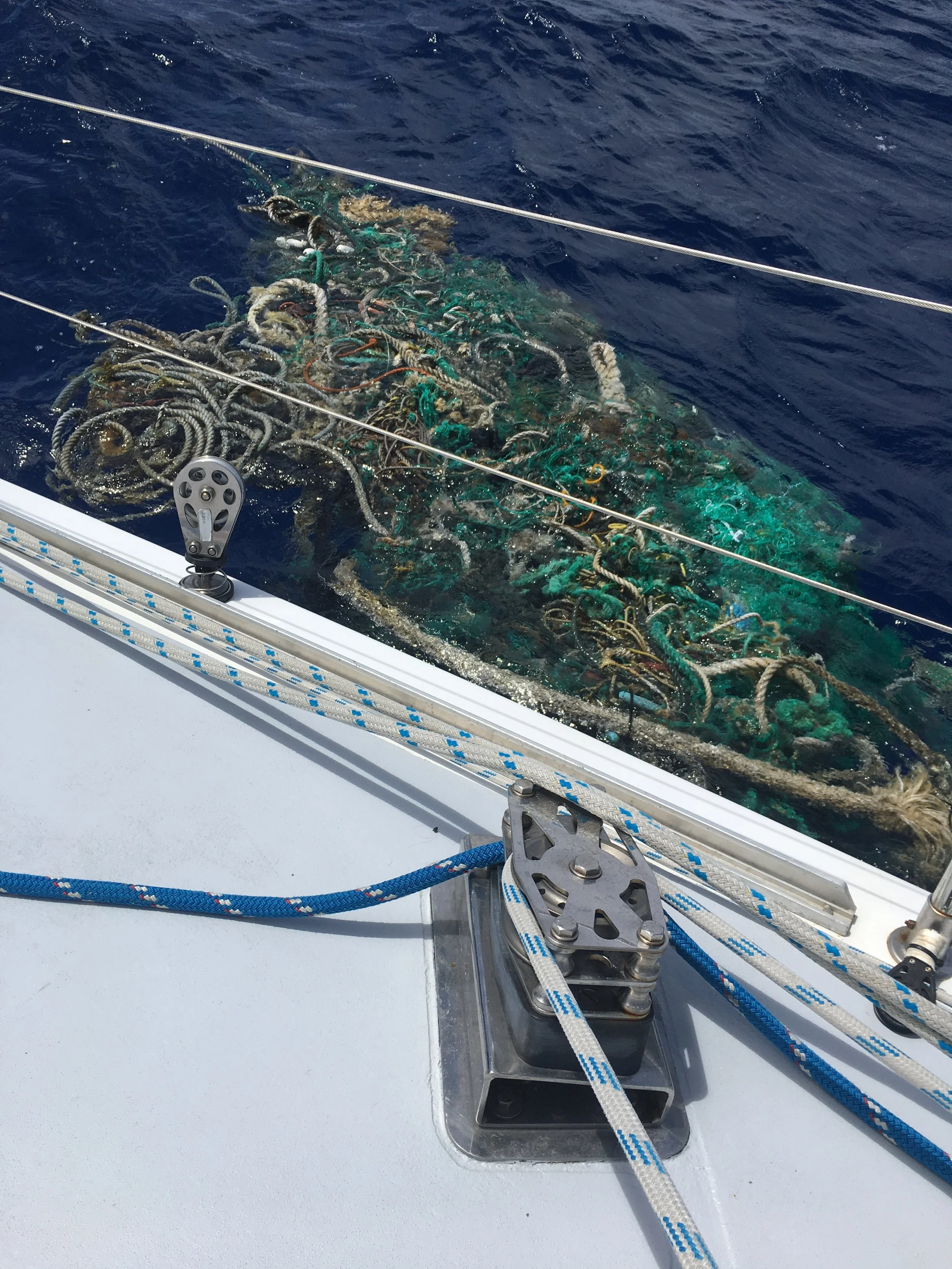 a mass of ghost nets at sea