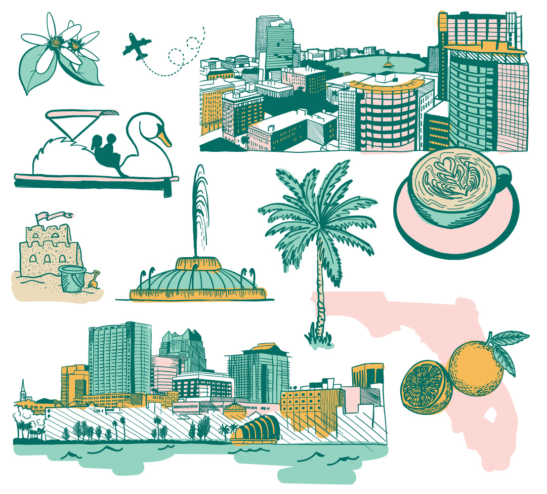 I created these iPad sketches to be used for “location mugs” for each of Real Life’s Central Florida campus locations. Each campus was able to sell their own mug, celebrating the phrase “Love where you live”.