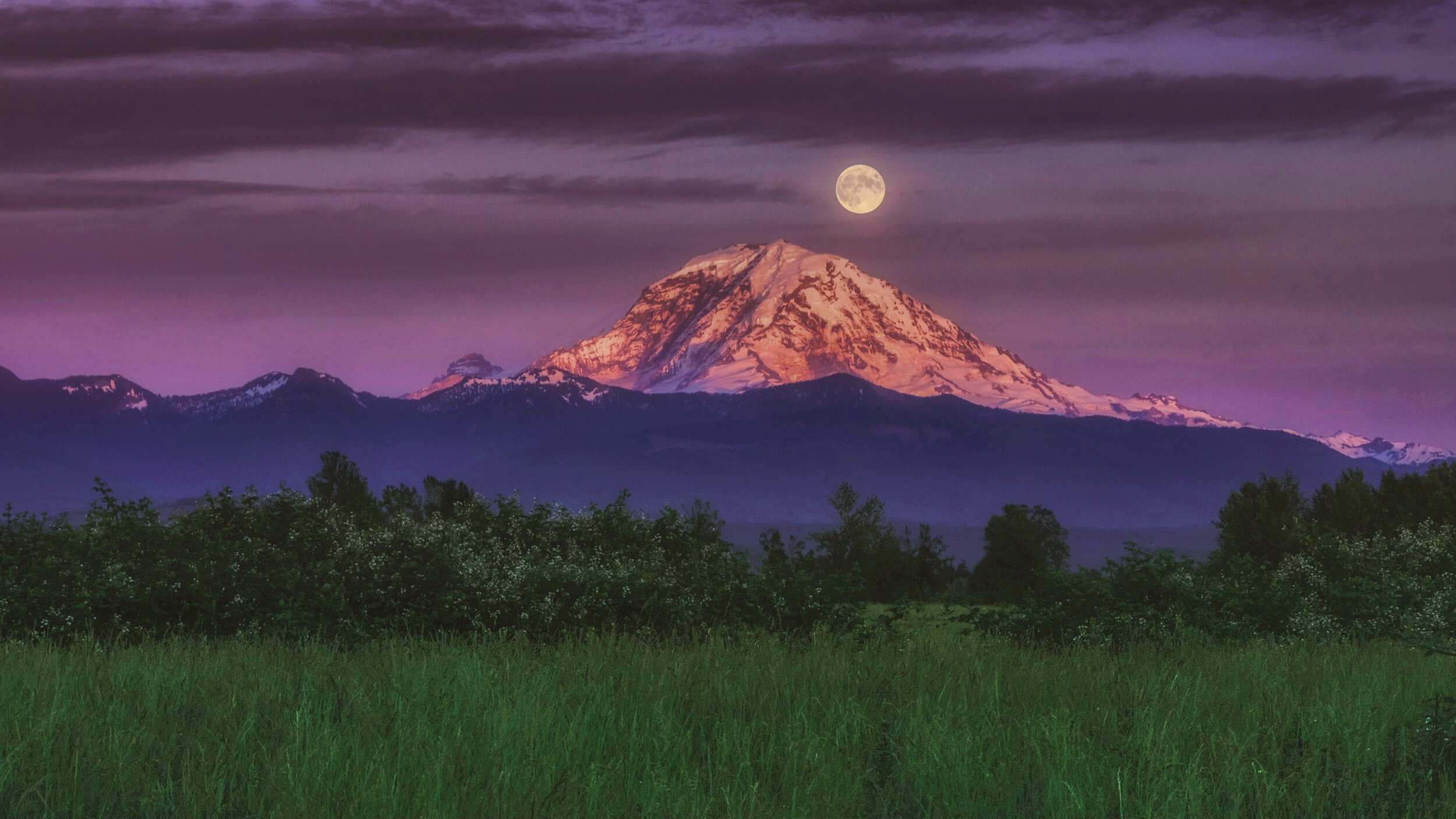 Full Moon Over Mt. Rainier