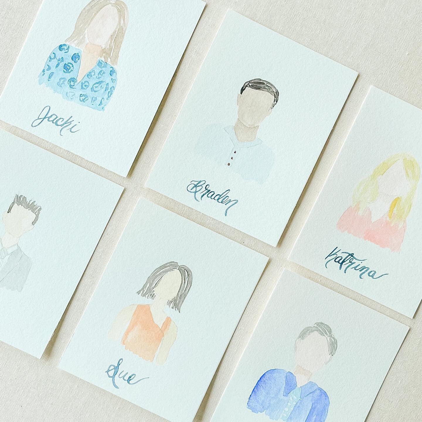 Guest Place cards and Favours in one!
⠀⠀⠀⠀⠀⠀⠀⠀⠀
A painted guest portrait can be used for a seating chart or a place card. A unique and memorable keepsake for your friends and family. 
⠀⠀⠀⠀⠀⠀⠀⠀⠀
#watercolourwedding #watercolourpainting #calgary