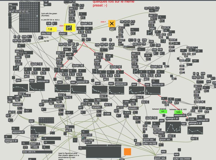 Making a patch with Max, a visual programming language.