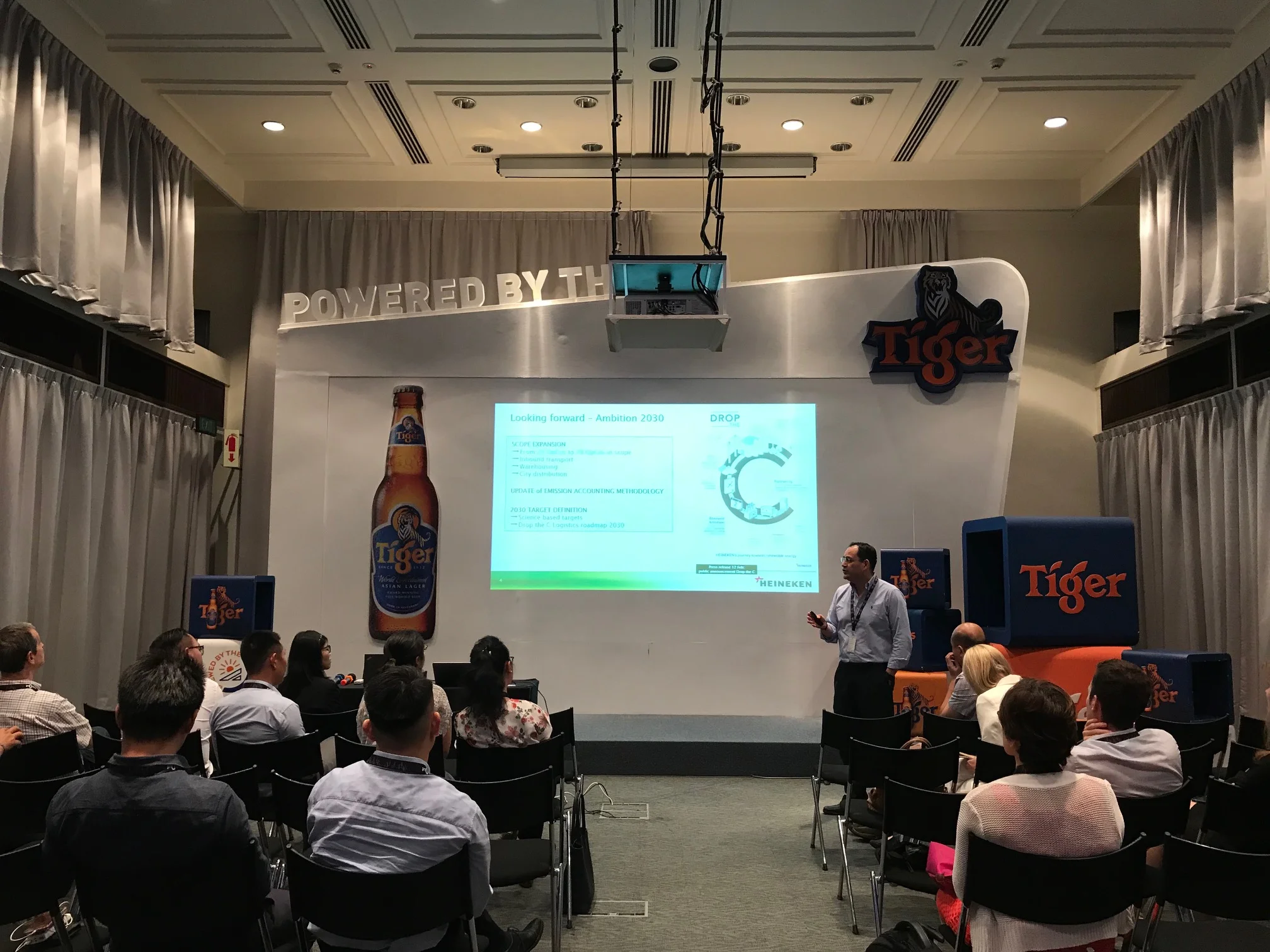 Mr. Gerardo Sotomayor, Supply Chain Director of APB Singapore gave an overview of their "Drop the C" sustainability program & shared their green logistics initiatives