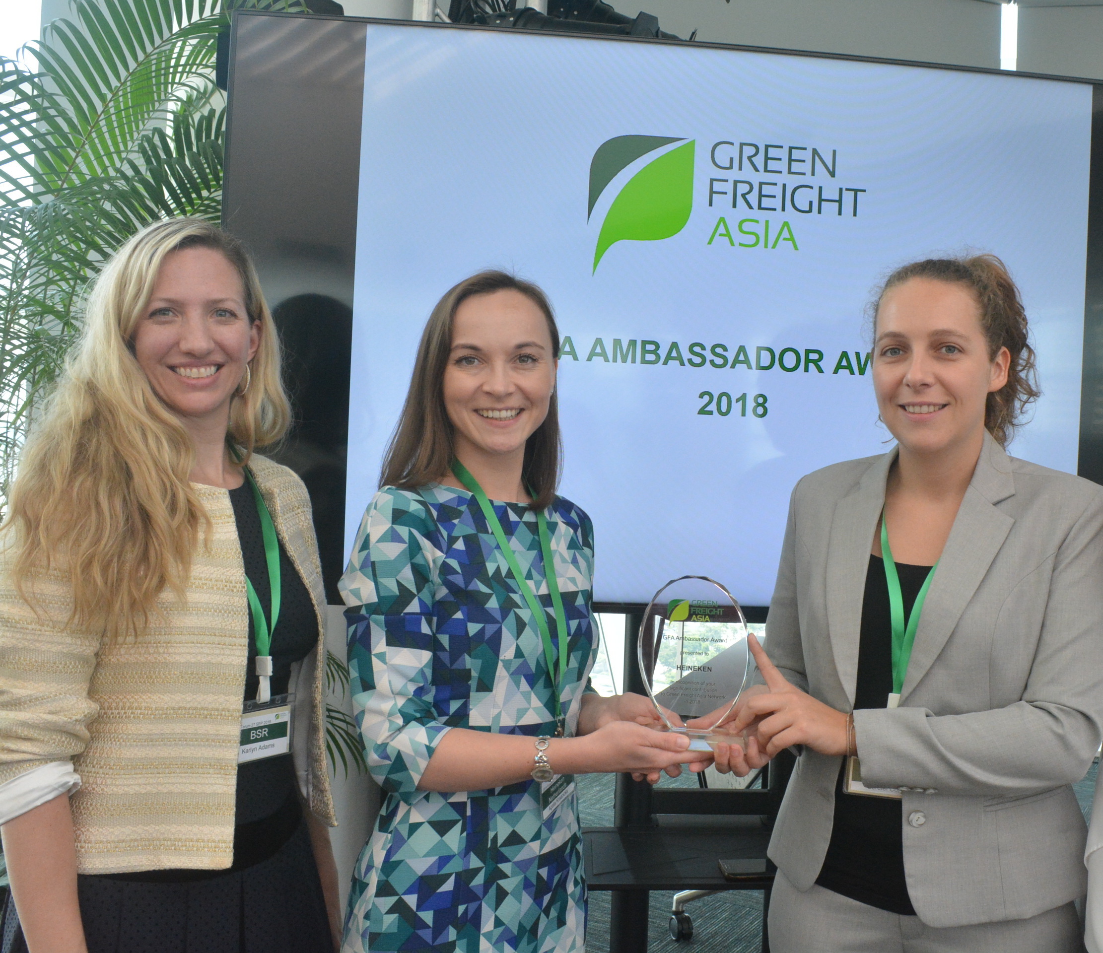Agata (centre) with Lorelei Coryn (right), Head of Customer Service, Logistics & Planning, Supply Chain, HEINEKEN Malaysia and Karlyn Adams, Associate Director of BSR "We are extremely honored to be receiving such an important award. We are grateful for the recognition we have received for our collaboration and we believe this will allow HEINEKEN and GFA to enhance the partnership even further. As a leading global company, we believe it’s our responsibility to reduce CO₂ emissions across the value chain, from Barley to Bar. Our new transformational programme ‘Drop the C’ aims to significantly reduce carbon emissions from across the business, but we simply cannot do this alone. We are delighted that GFA stands by our side and helps us to reach our goals by delivering insightful trainings and unique expertise. Once again, thank you so much for the recognition as well as your continuous support, and we look forward to collaborating with GFA even more in future." - Agata Krasocka Global Lead Logistics, Global Customer Service and Logistics, HEINEKEN Supply Chain