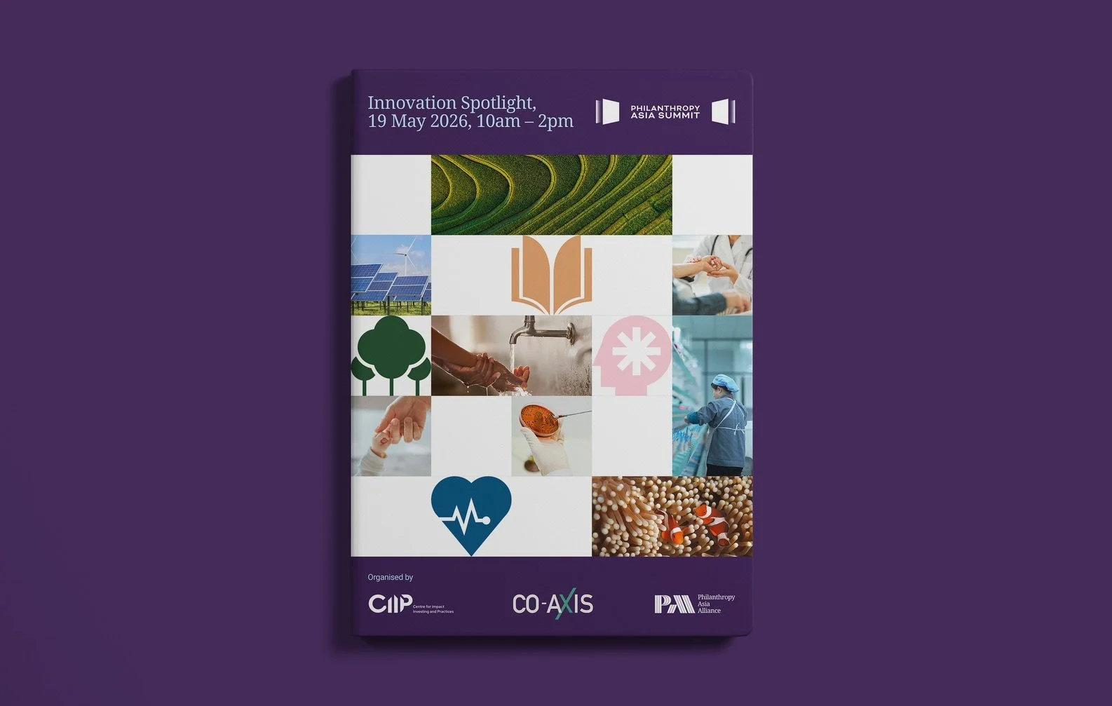 Studio Giraffe designed a booklet to showcase featured innovators presented at the Innovation Spotlight at the Philanthropy Asia Summit, an event that brought together innovators, investors, and ecosystem partners to explore scalable solutions addres