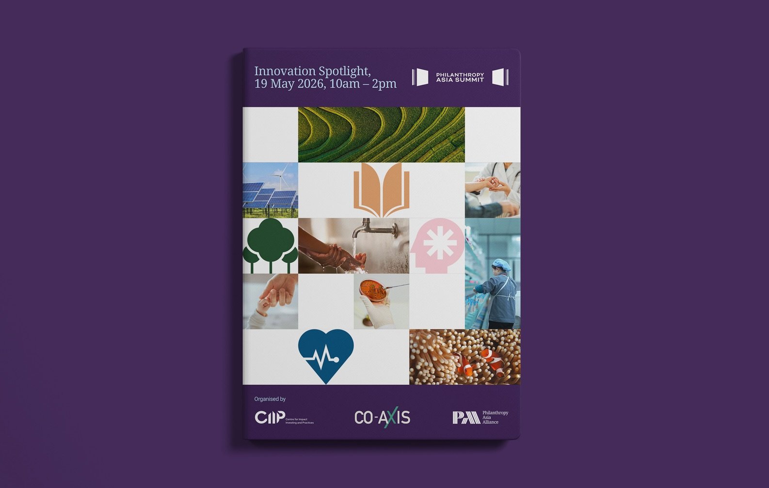 Studio Giraffe designed a booklet to showcase featured innovators presented at the Innovation Spotlight at the Philanthropy Asia Summit, an event that brought together innovators, investors, and ecosystem partners to explore scalable solutions addres