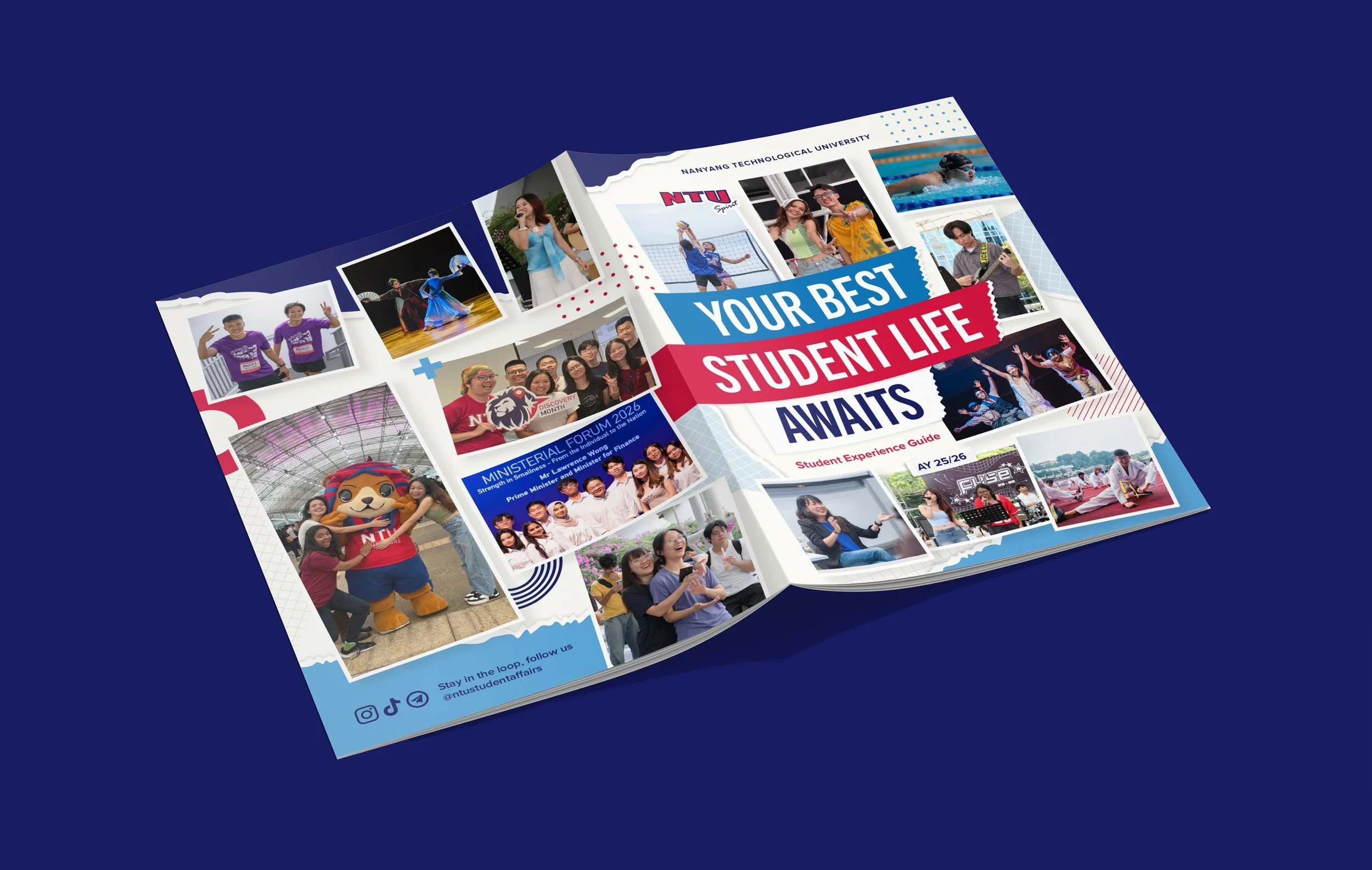 The Nanyang Technological University Student Affairs Office (SAO) supports more than 300 student organisations across sports, performing arts, culture, special interests and academic societies. Studio Giraffe designed an impact report to showcase the