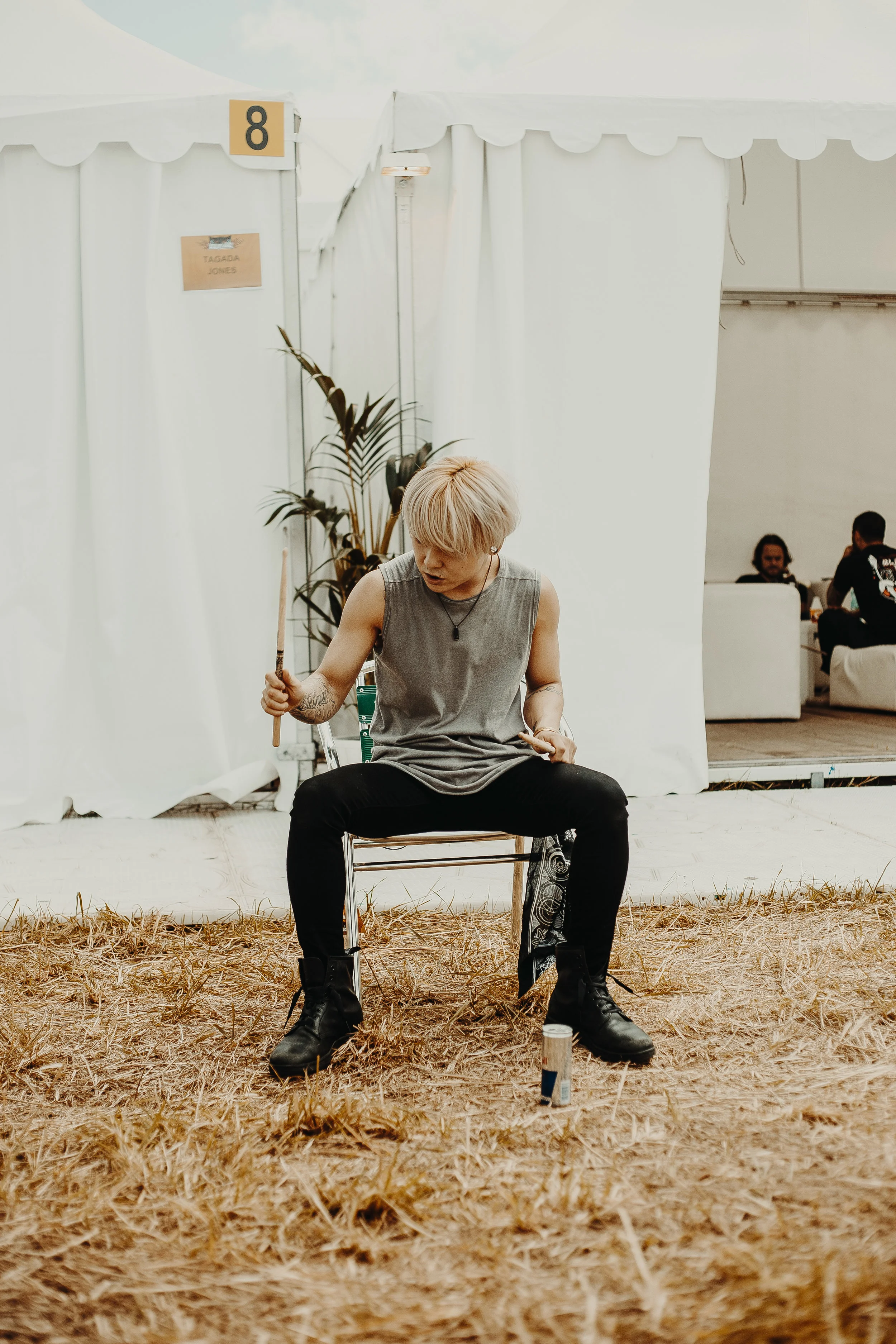 Tatsu backstage at Download Festival