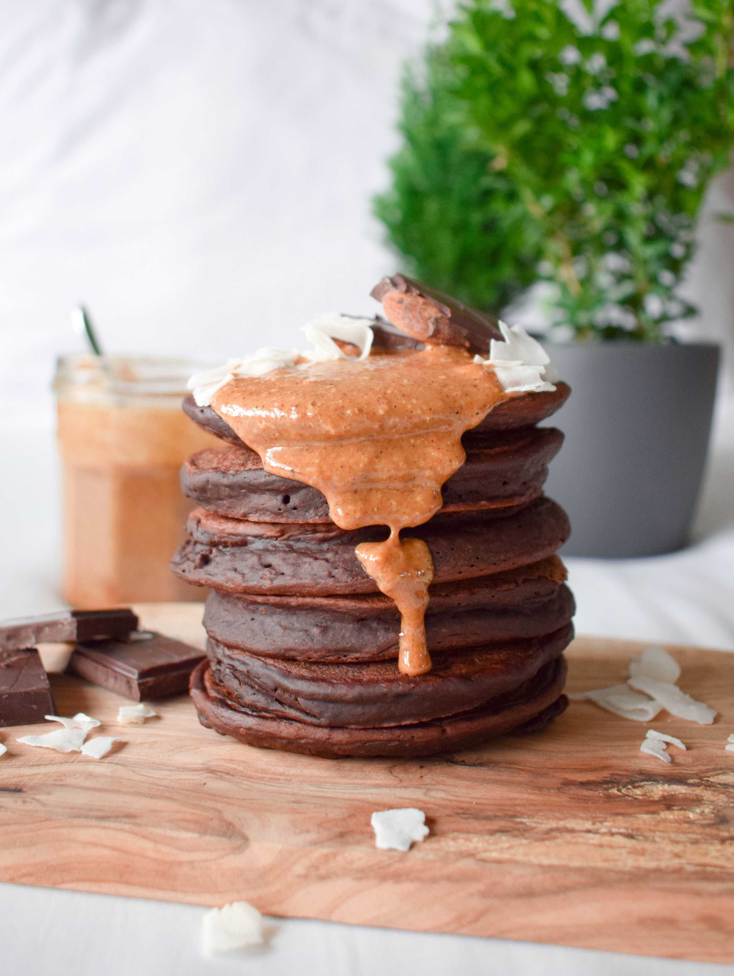 Fluffy Chocolate Pancake Stack