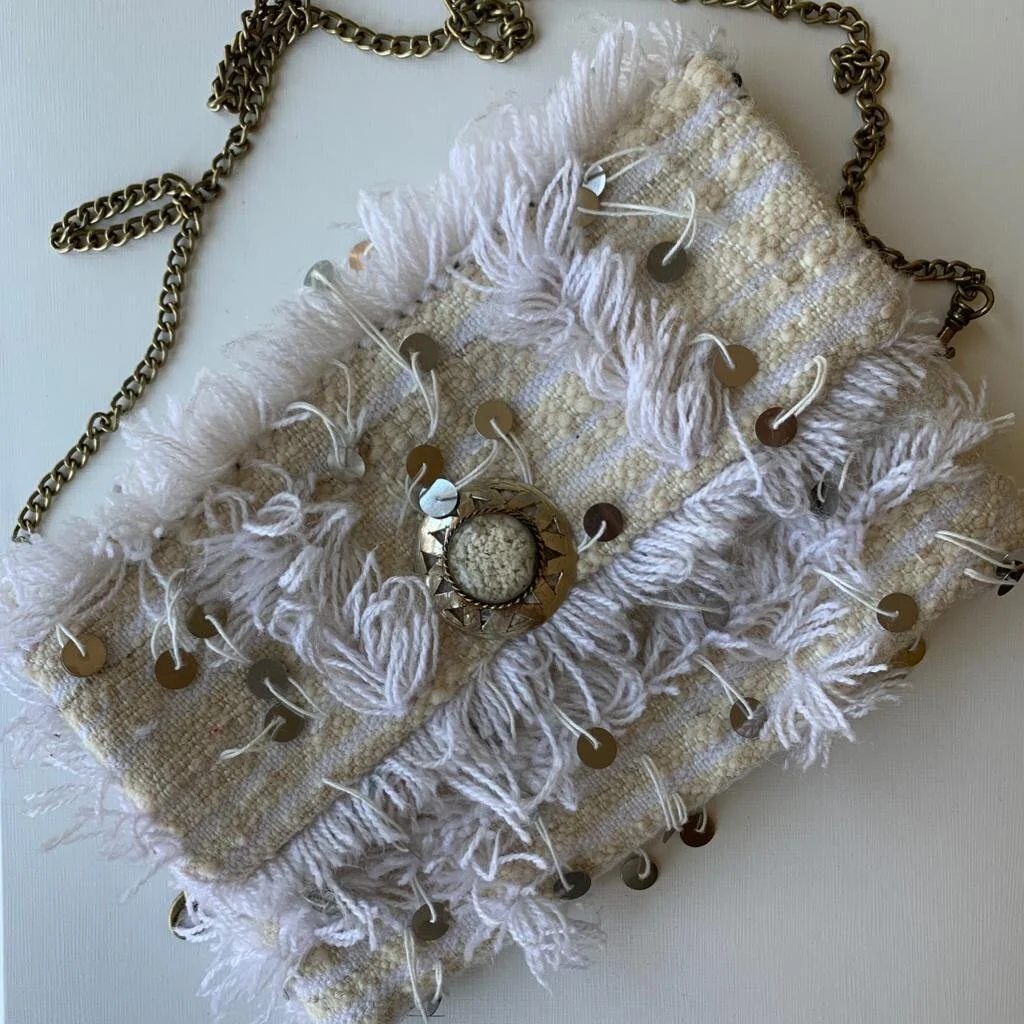 White Fringe Moroccan Purse