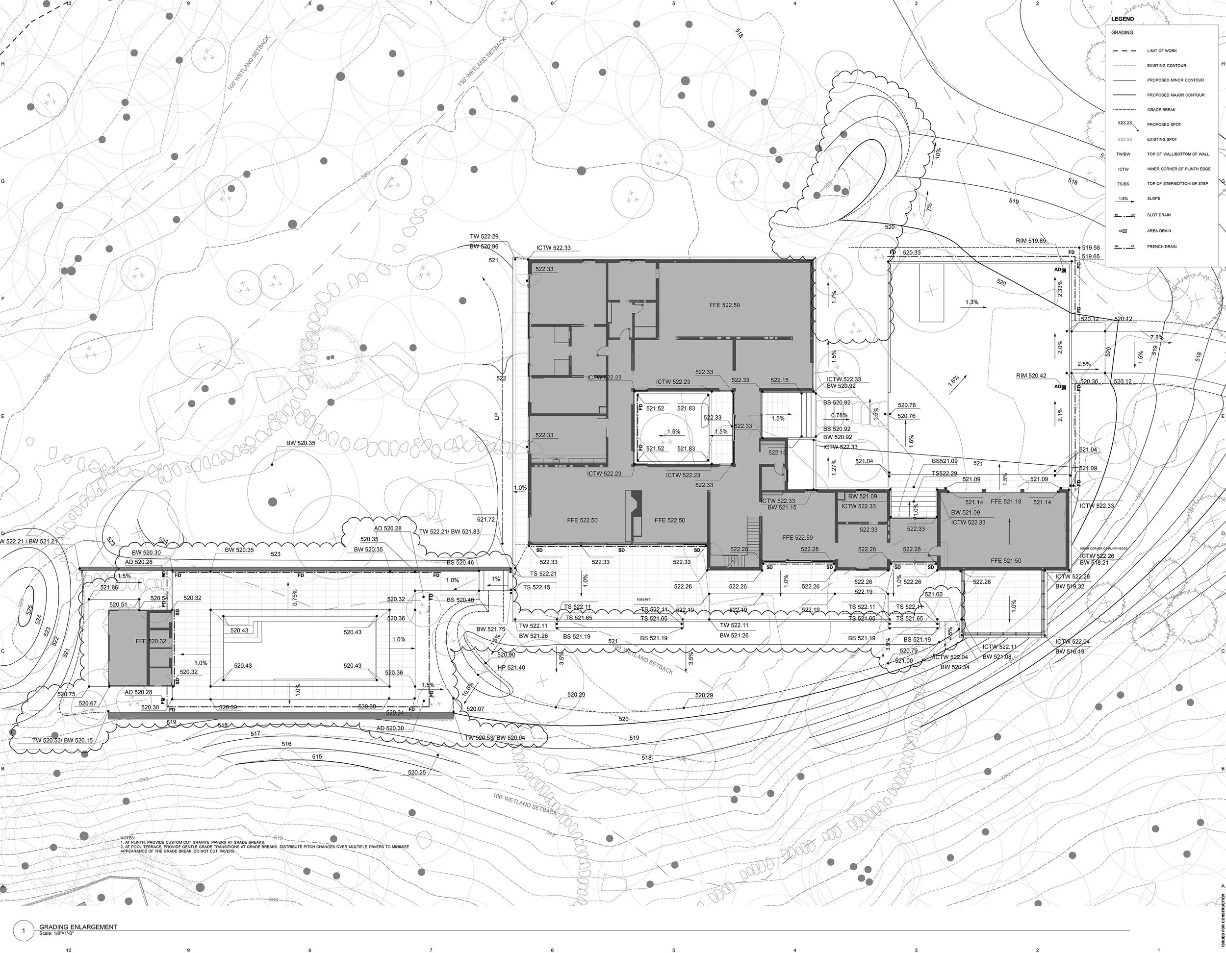 grading plan of house and pool area