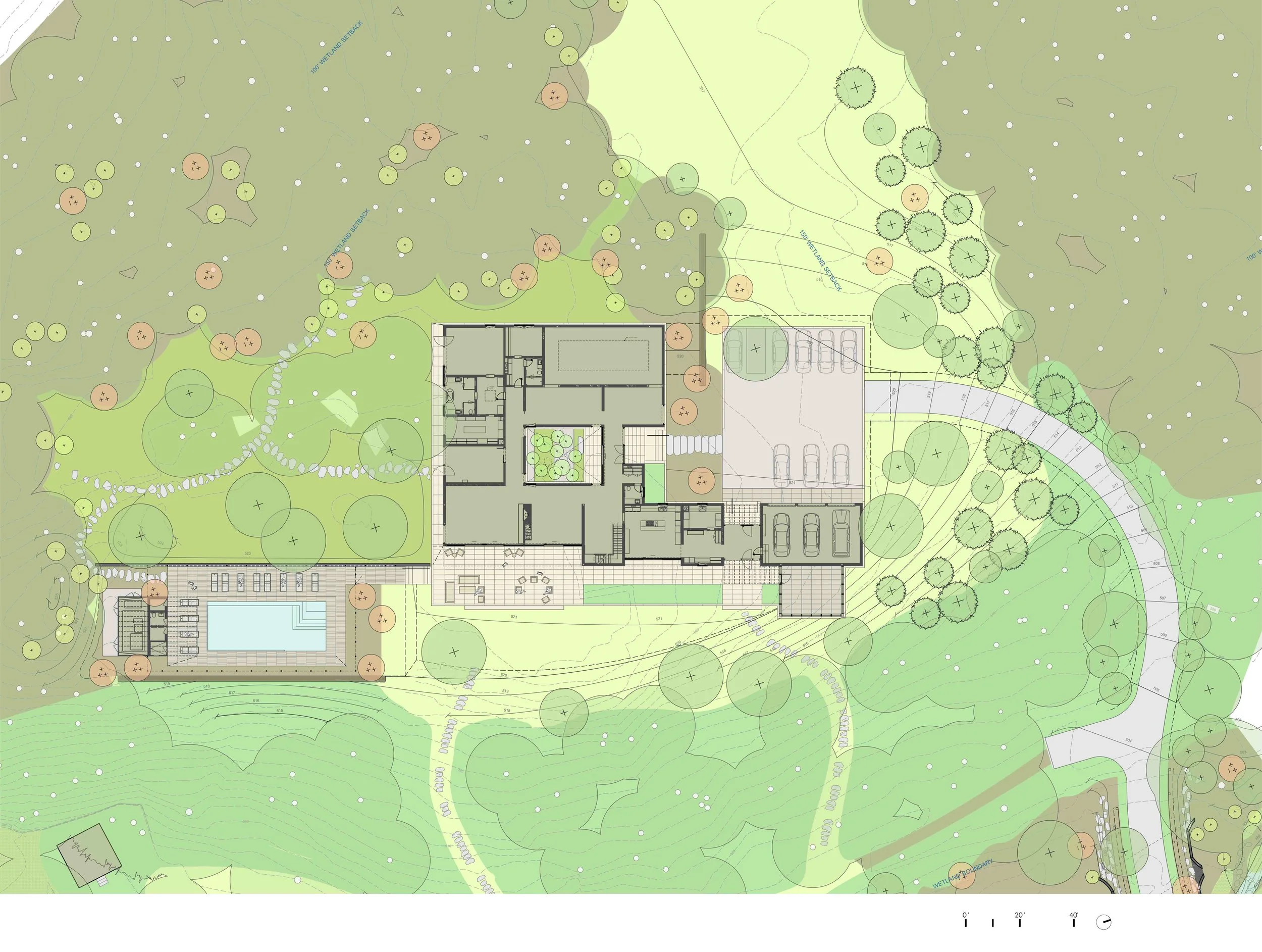 illustrative plan of house and pool area
