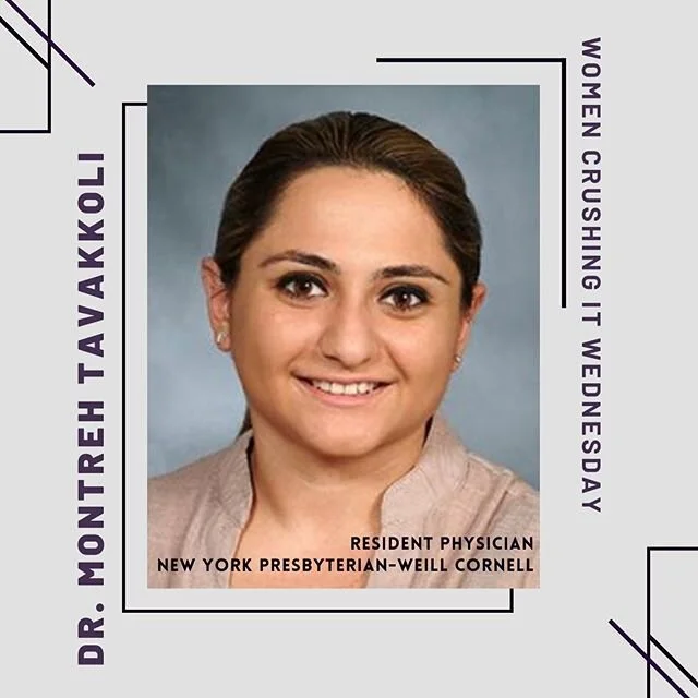 Today&rsquo;s #WomenCrushingItWednesday is @montrehtavakkoli, a resident physician that is on the front lines fighting COVID-19 in NYC. Thank you to @khanoomsheytoonak for the nomination! Read more about Montreh&rsquo;s story below ⬇️
.
.
.
Montreh T