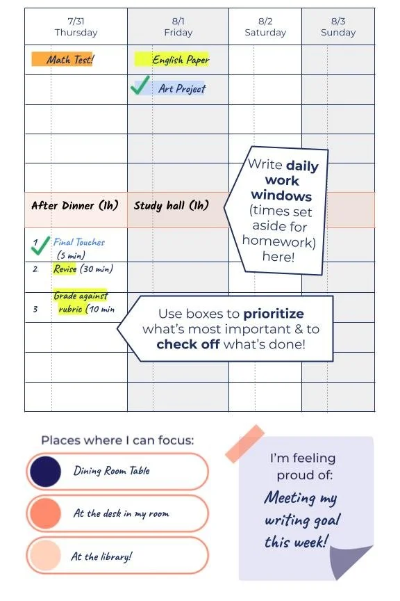 Executive Functioning Planner for Students | Academic Planner ...
