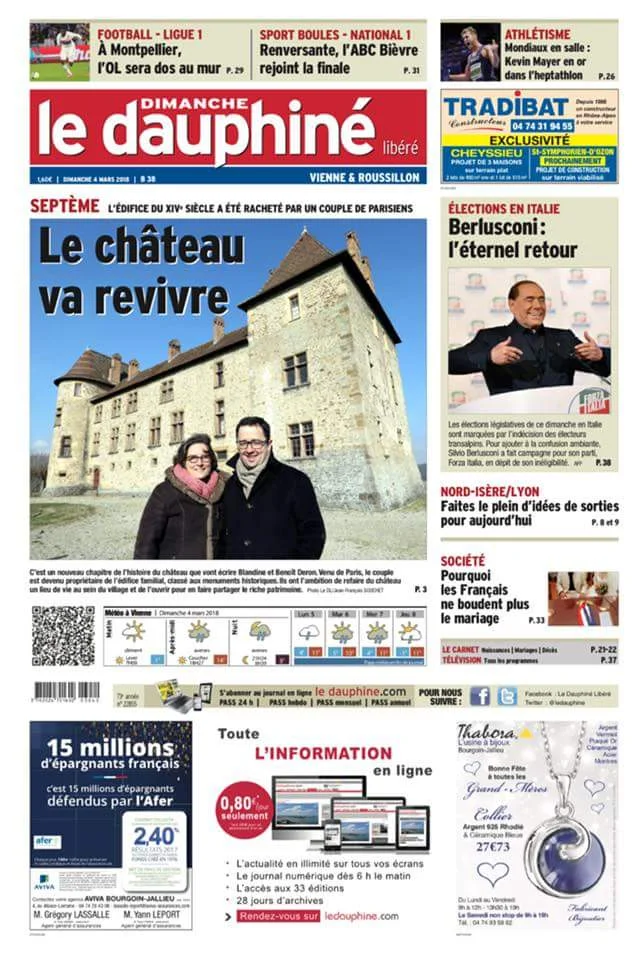 La une du Dauphiné libéré - dimanche4 mars 2018