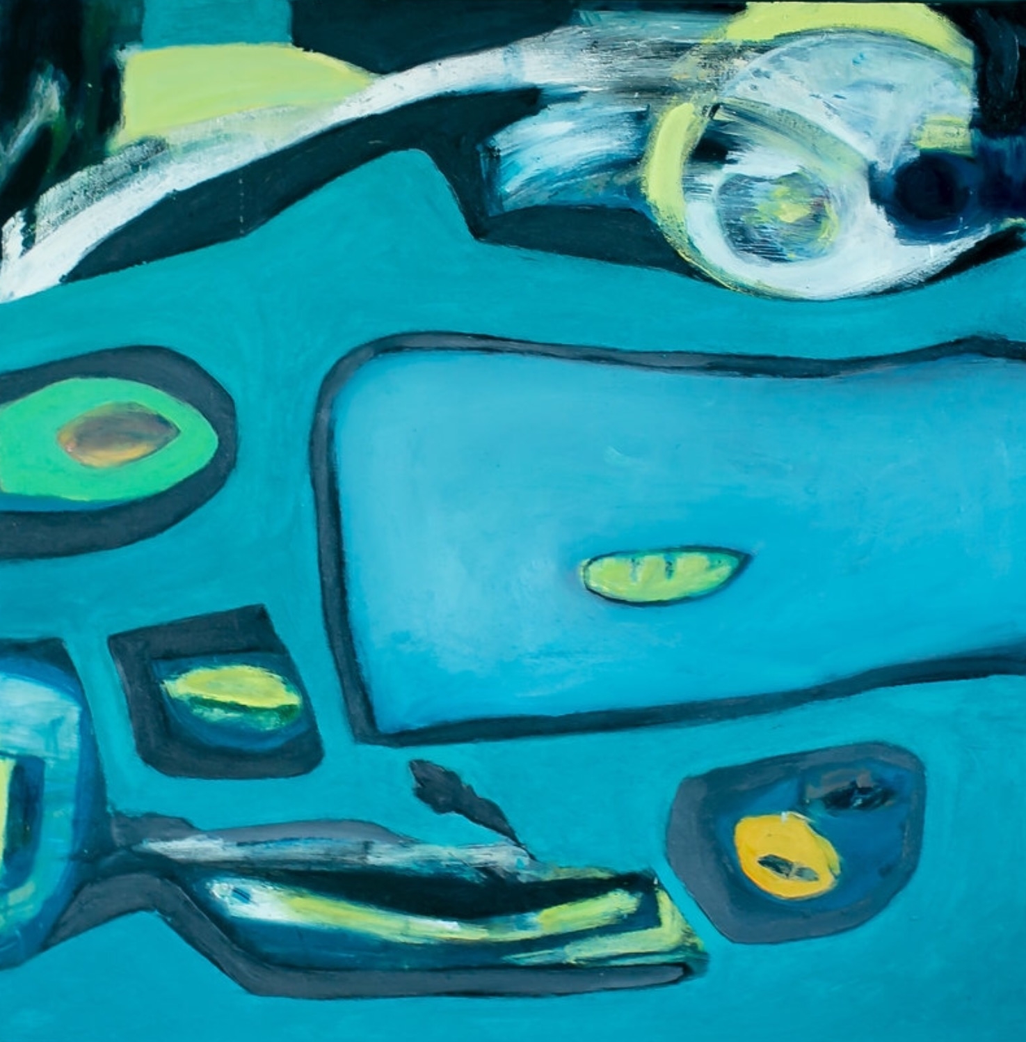 Blue Wale with Avocado | Oil and Sand on Canvas | 100cm x 100cm