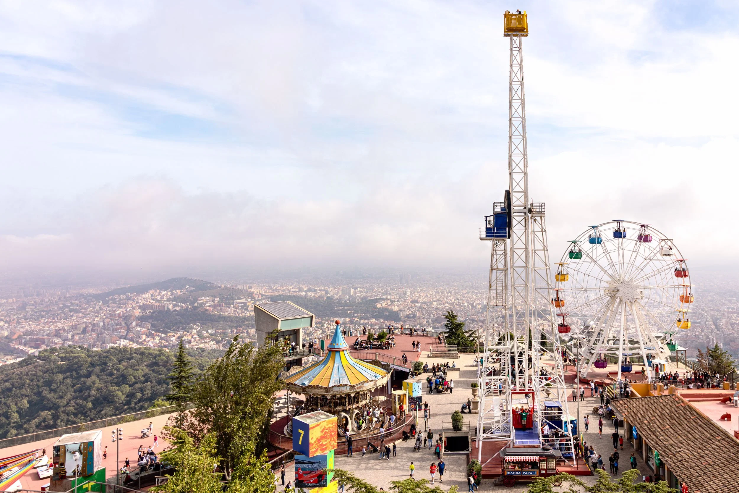  Amusement Park at the top of Mt. Tibidabo overlooking the city 